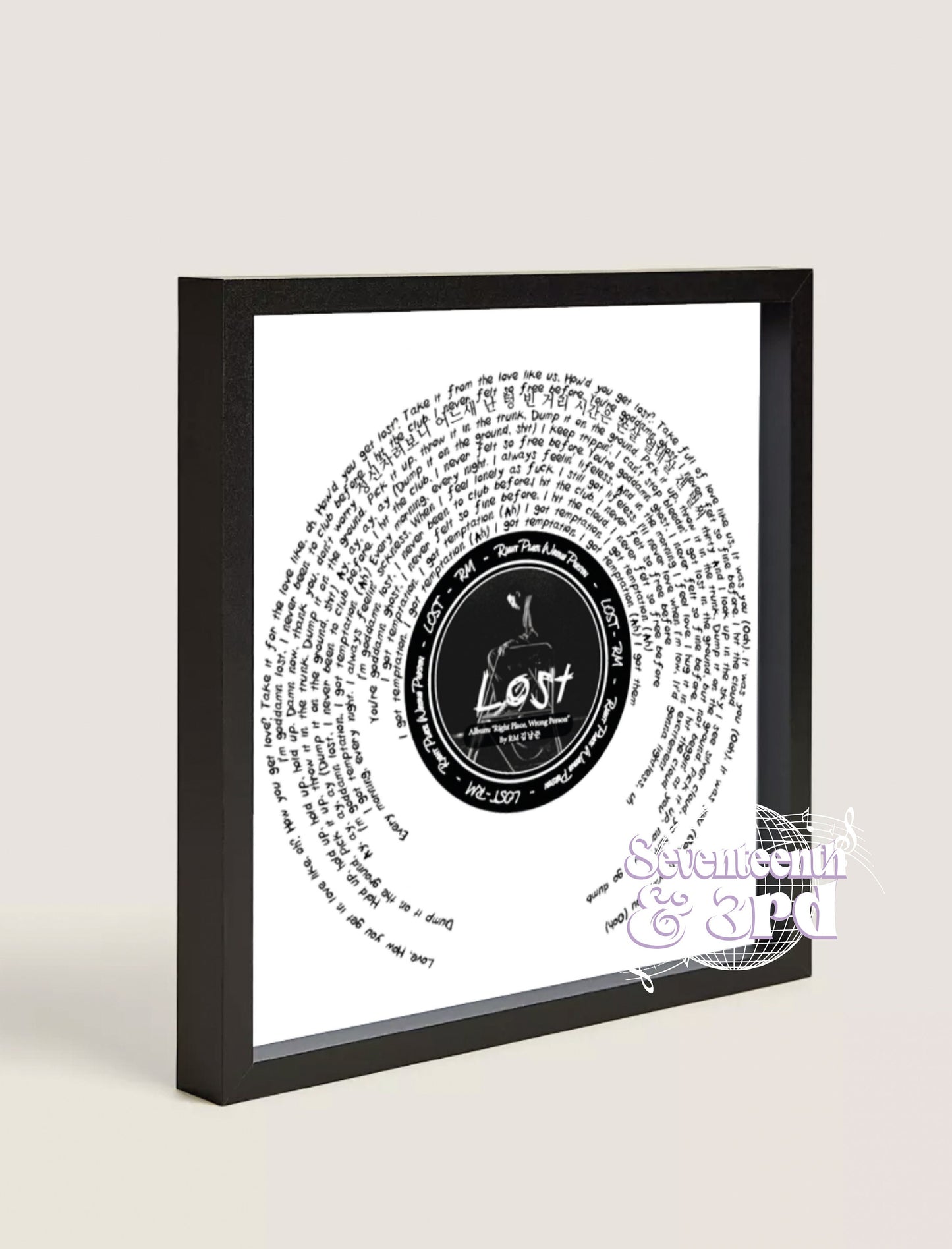 RM "Lost" Lyric Music Print "Right Place Wrong Person" Album