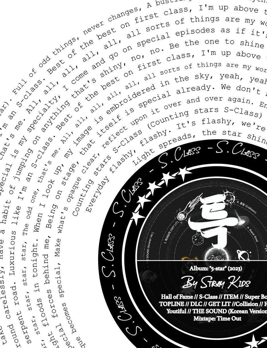 Stray Kids Print "S-Class" Full Lyric Print