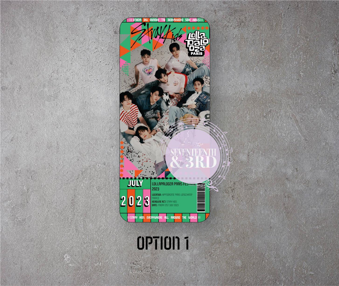 Stray Kids Ticket souvenir Lollapalooza &  I-D*YS Milan festival Options Inspiration