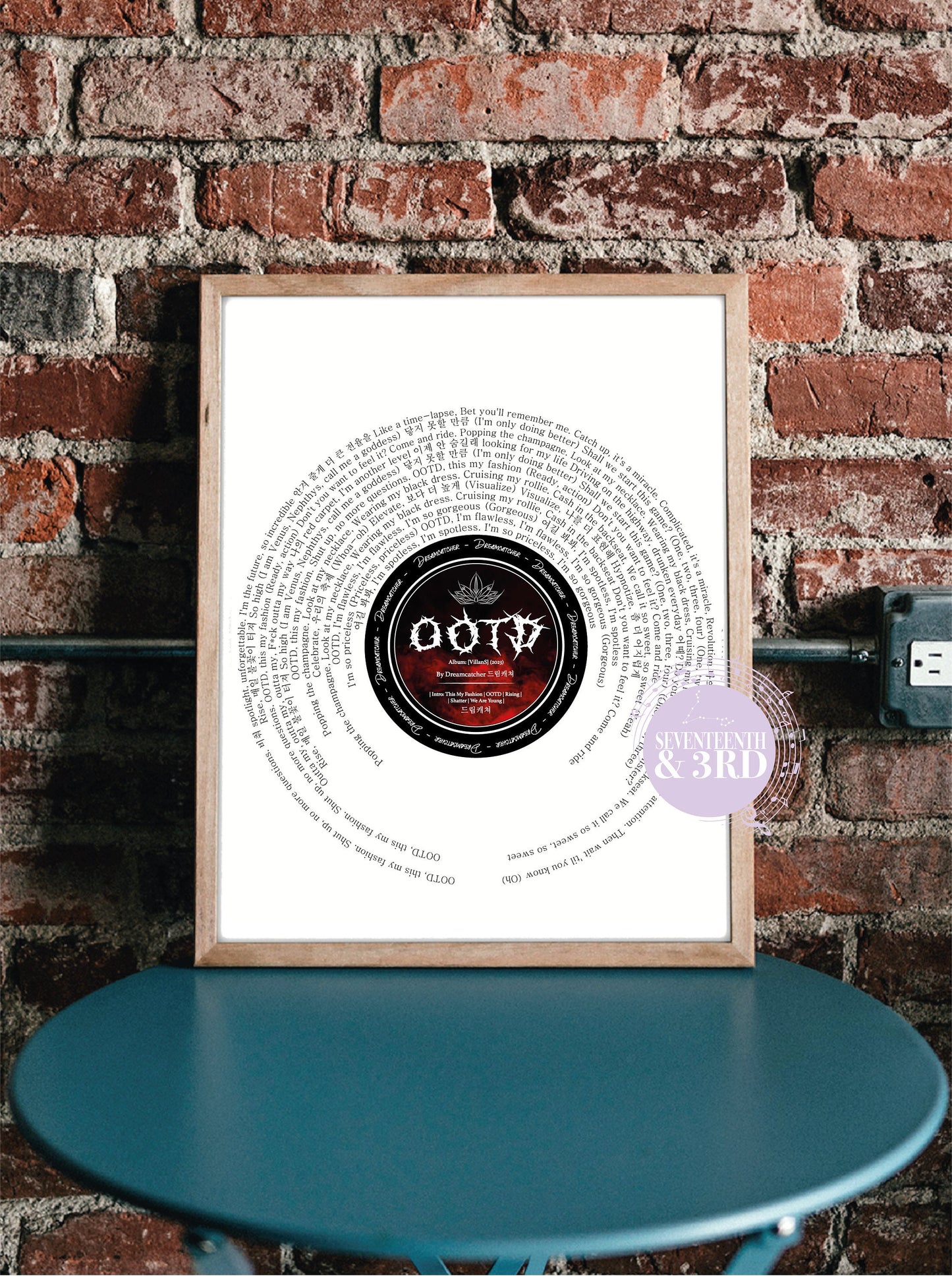 Dream catcher OOTD Lyric Wall Print 드림캐쳐 | Kpop Lyric | VillainS Album |