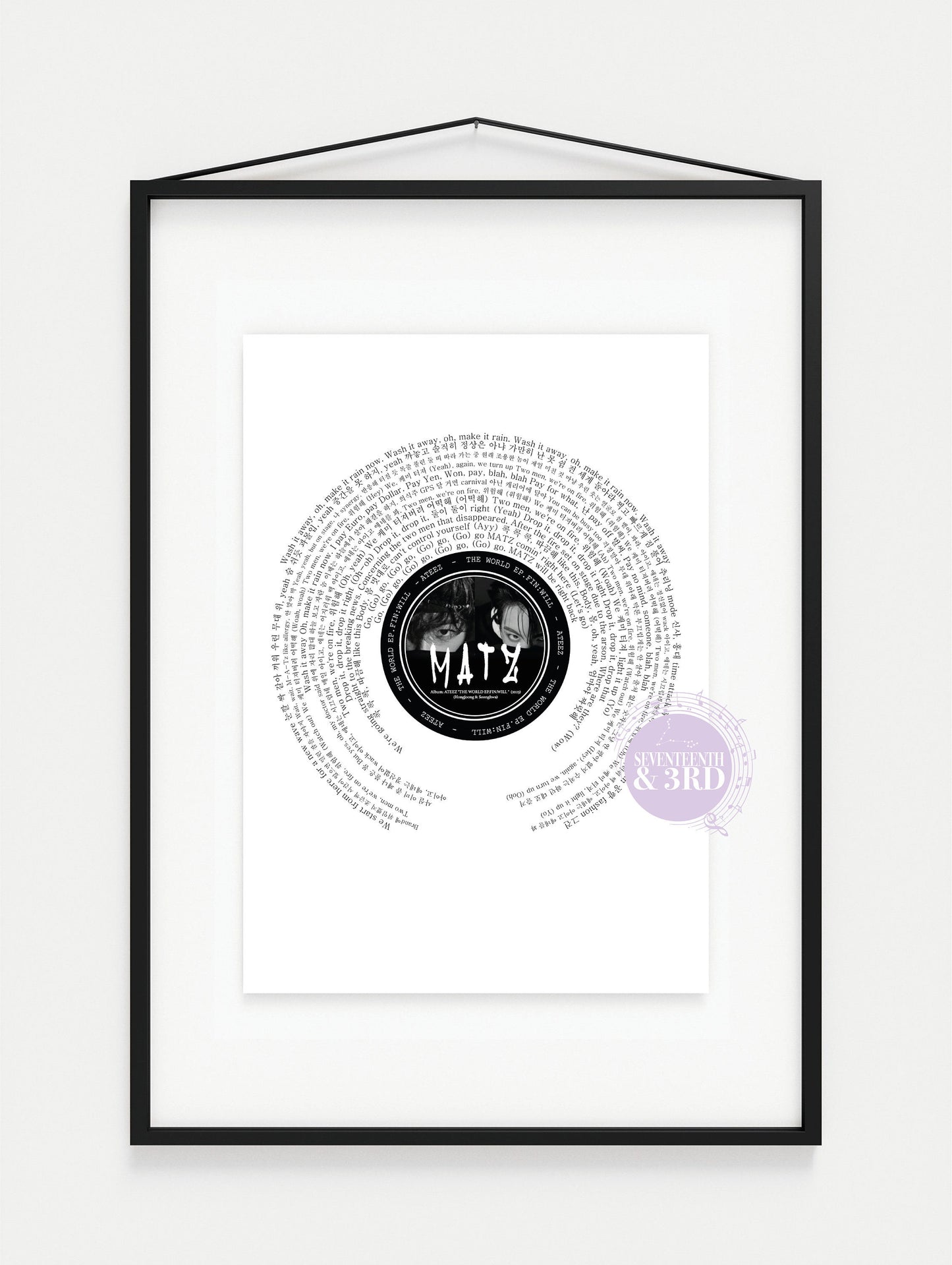 Ateez "MATZ" inspired Lyric Print  || Hongjoong and Seonghwa