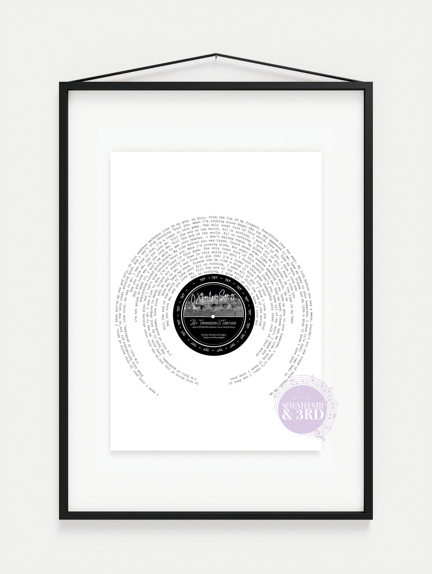 Tomorrow X Together Print "0X1=Lovesong" Full Lyric Wall Print