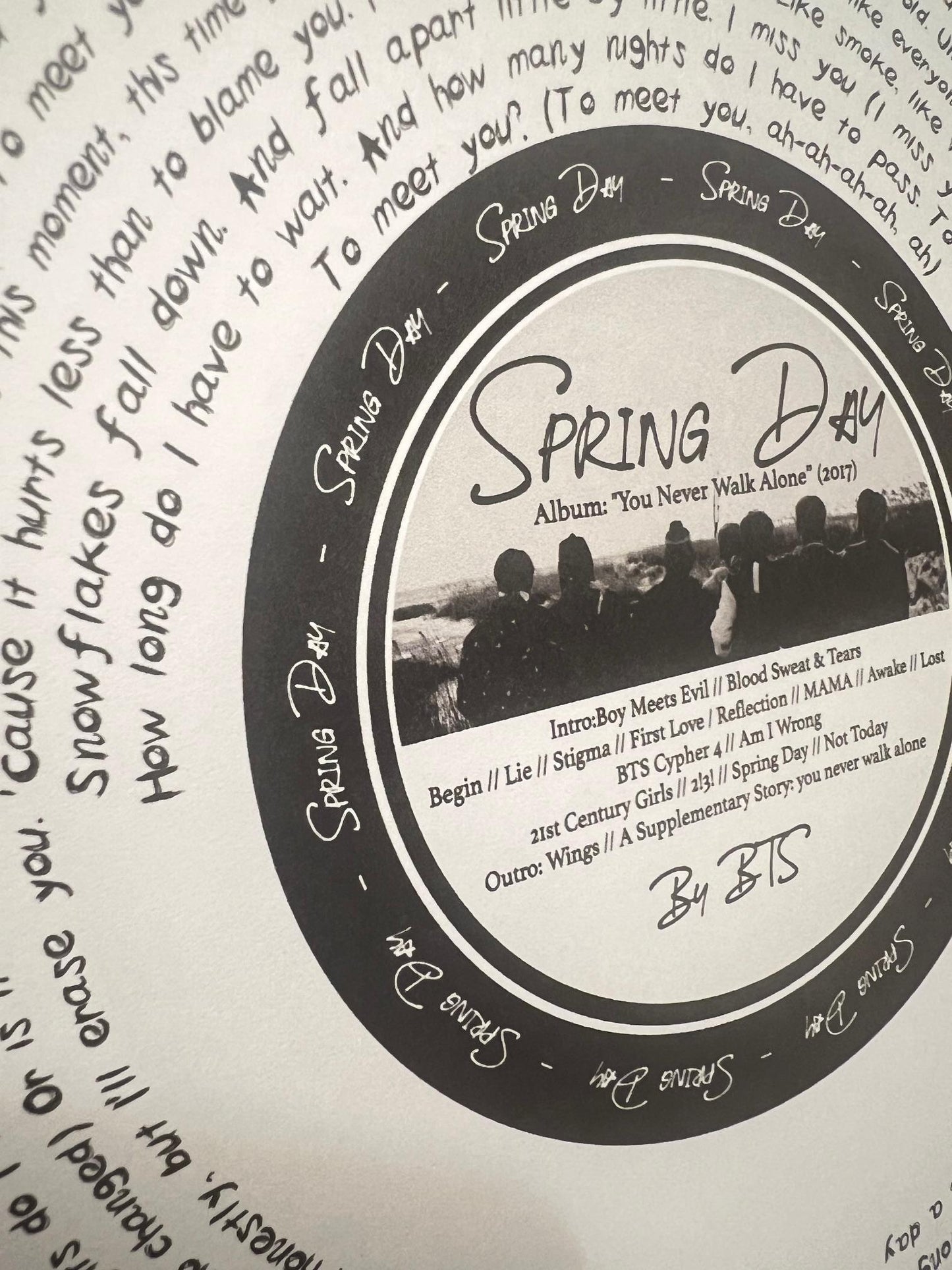 BTS "SPRING DAY" full lyric Print