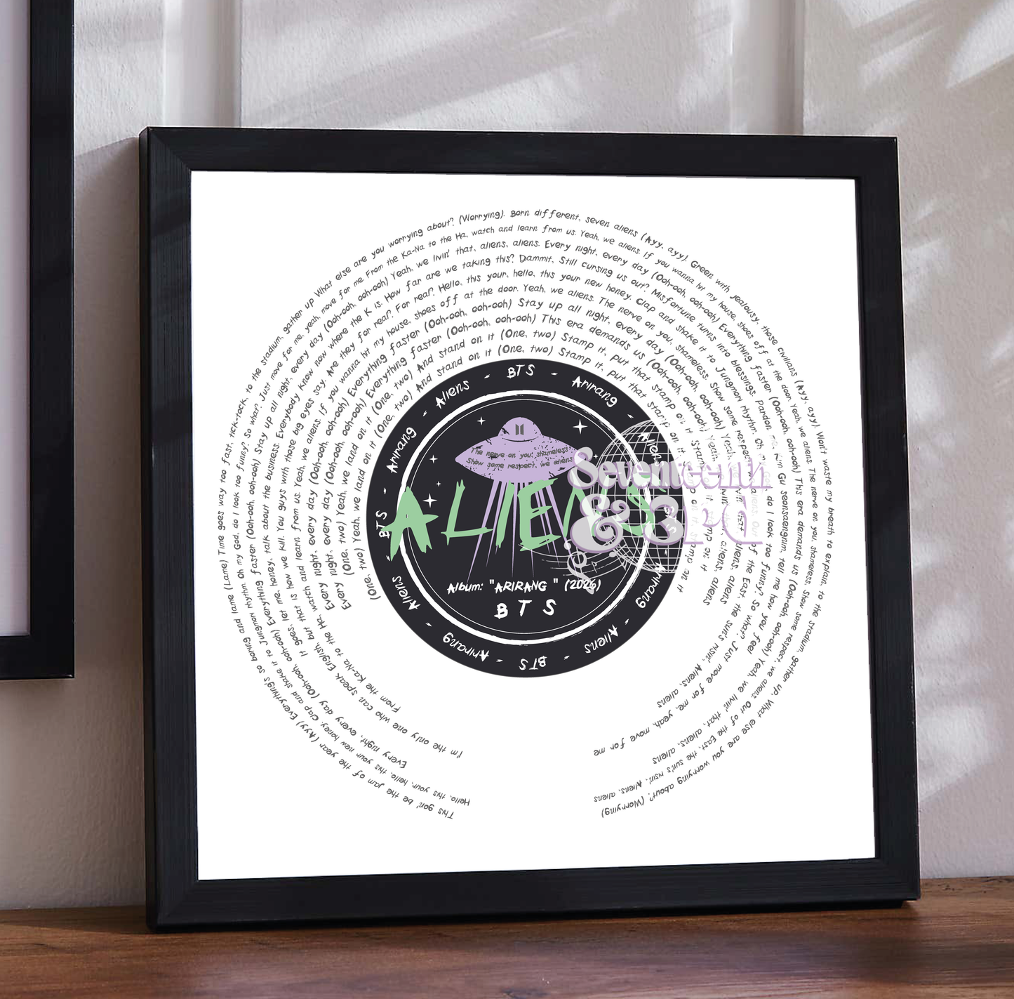 "Aliens" BTS inspired  lyric print