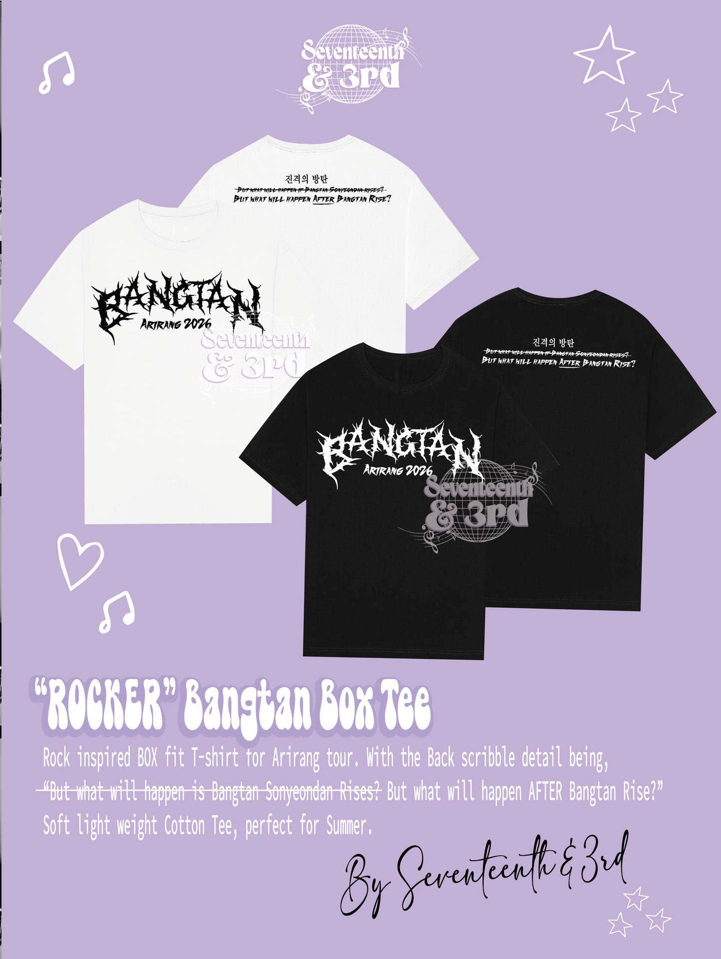 The Arirang BTS ROCK t-shirts