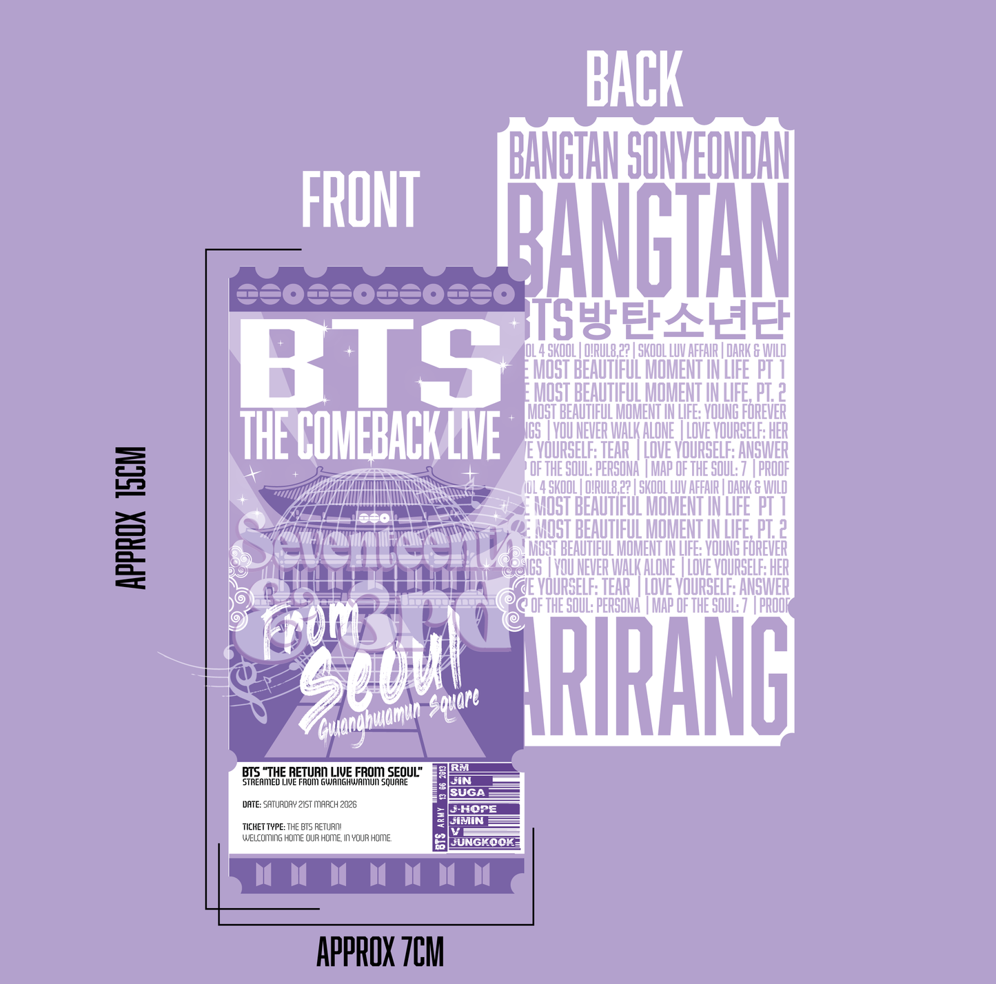 BTS "COMEBACK LIVE" inspired Souvenir Ticket