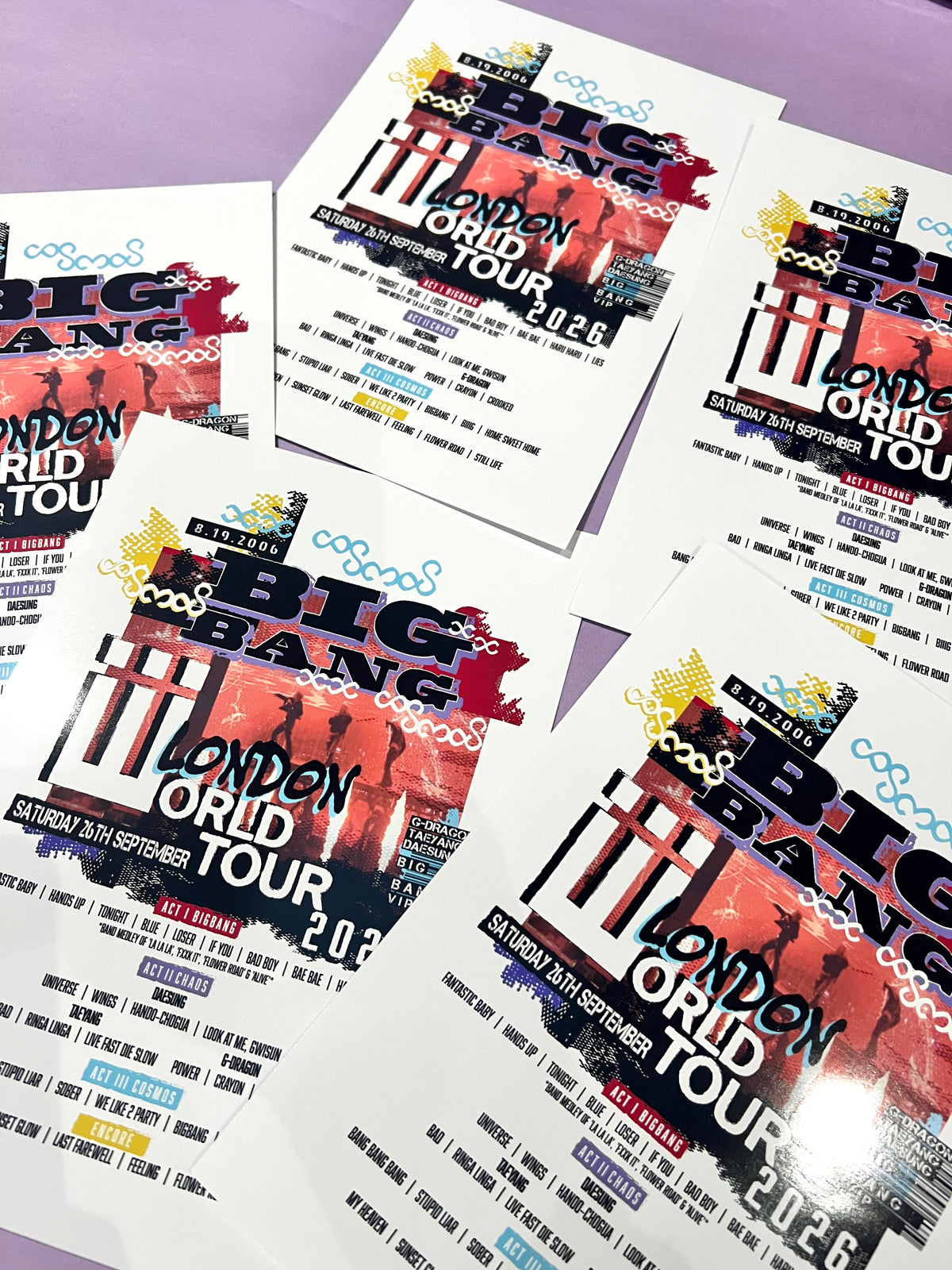 Big Bang inspired Tour Set List 2026