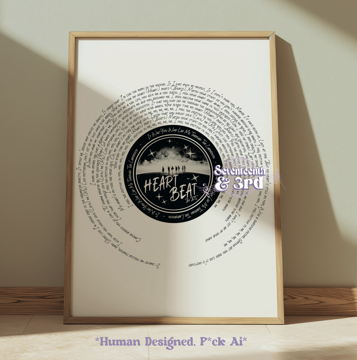 BTS "Heartbeat" inspired  lyric print