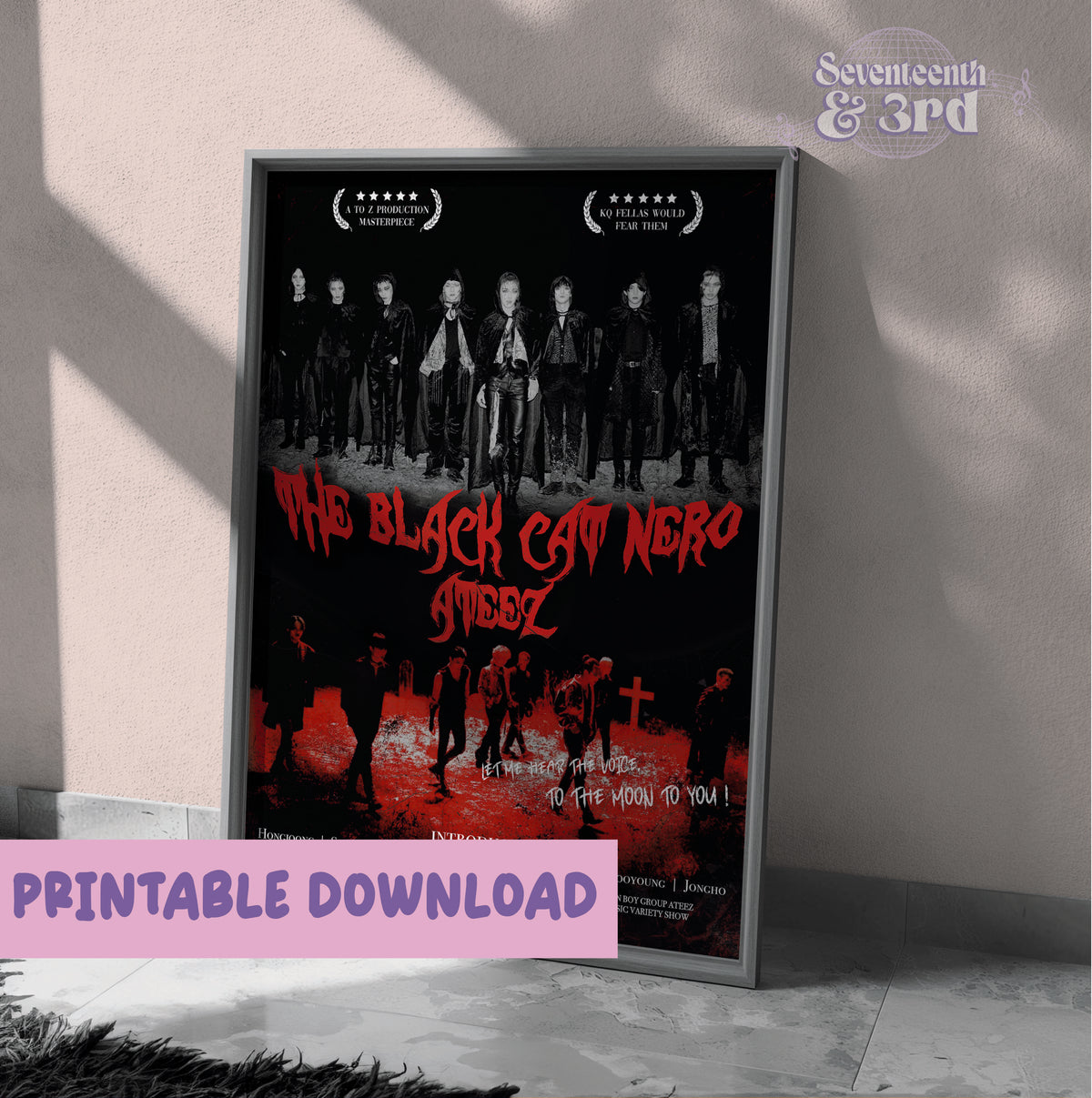 "BLACK CAT NERO" Movie inspired Ateez print *Printable Download*