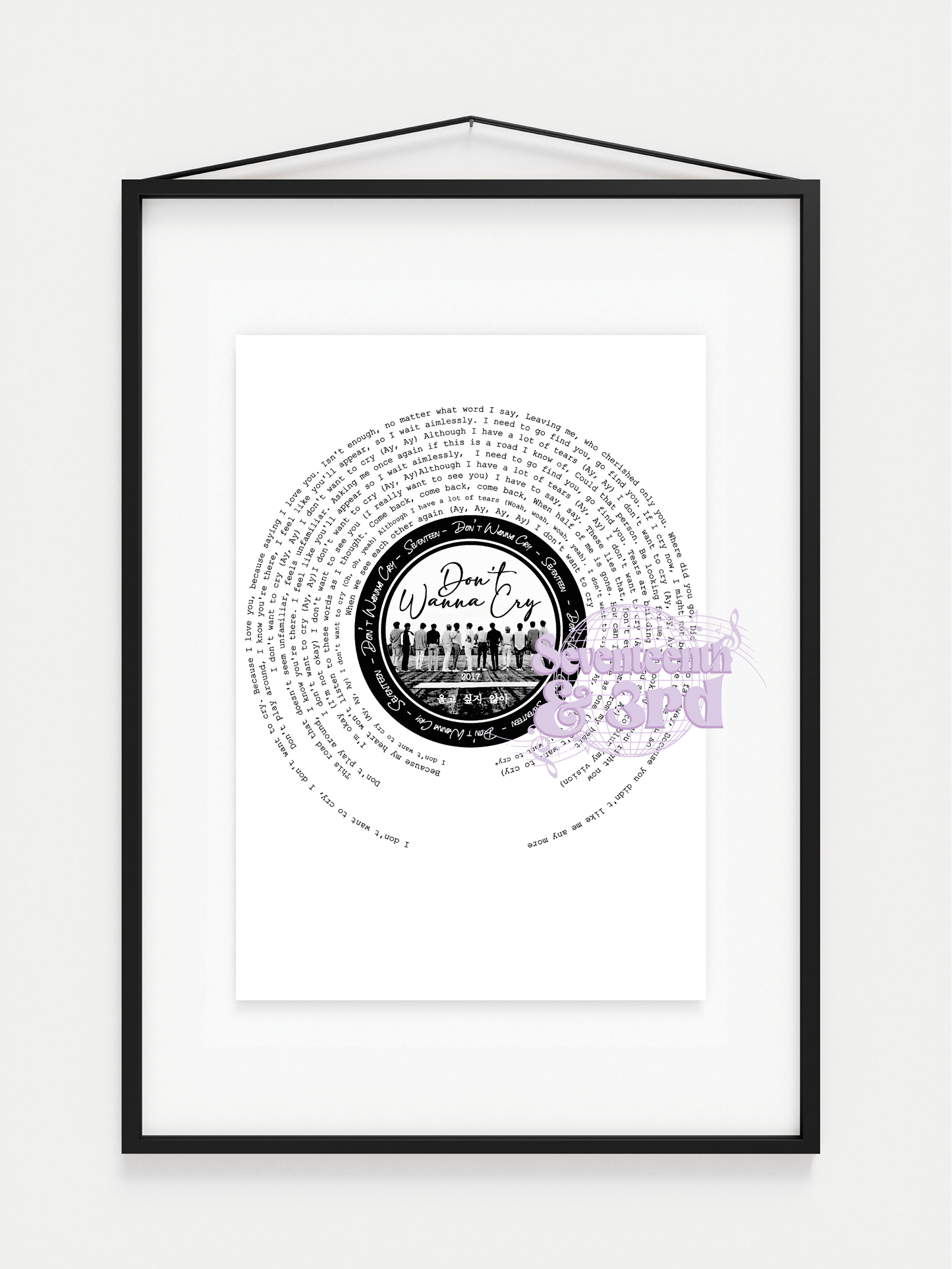 SVT  "Don't wanna cry" Lyric print