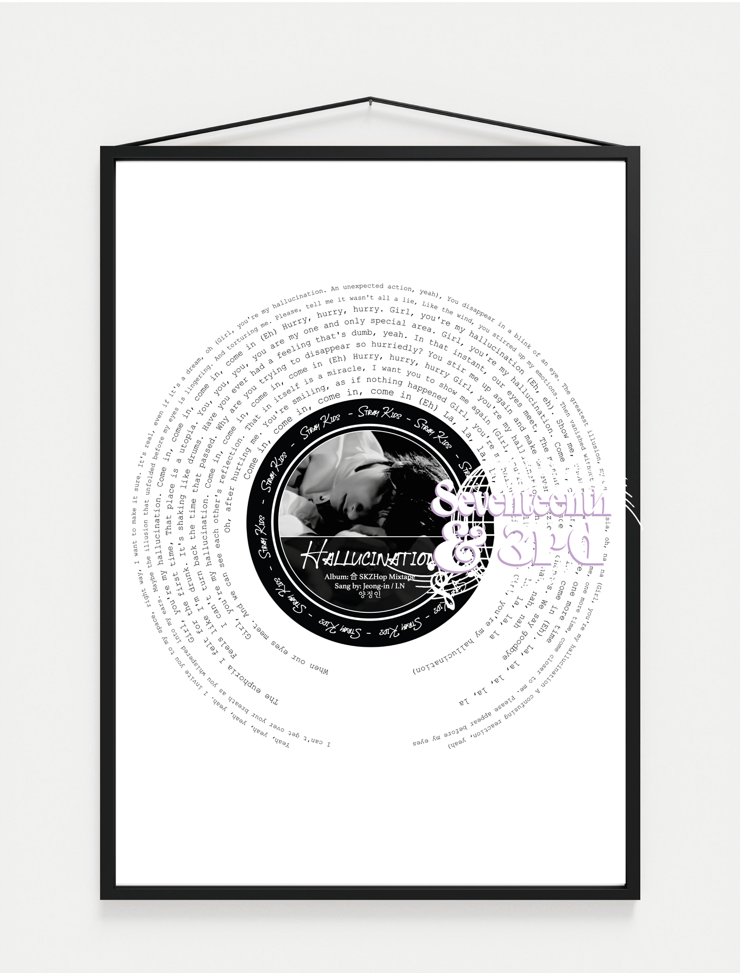 Stray Kids "Hallucination" by I.N Lyric Vinyl Print