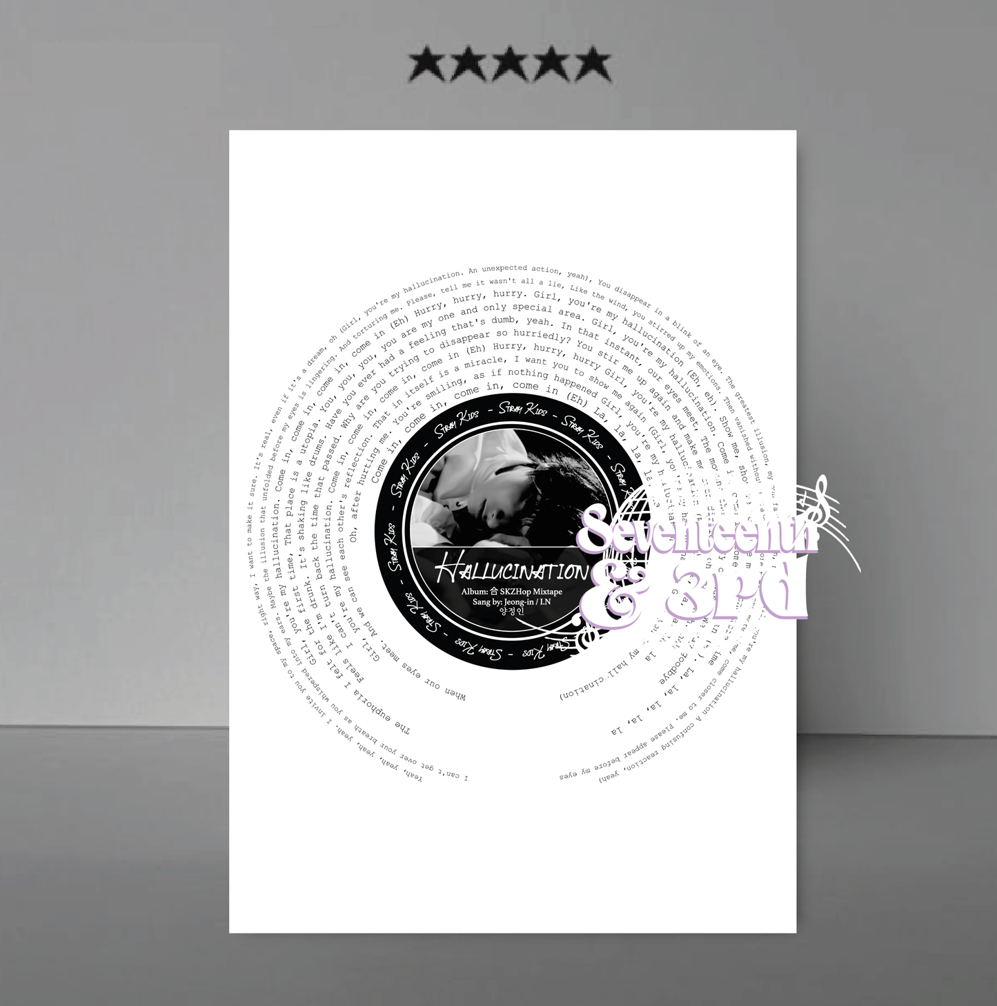 Stray Kids "Hallucination" by I.N Lyric Vinyl Print