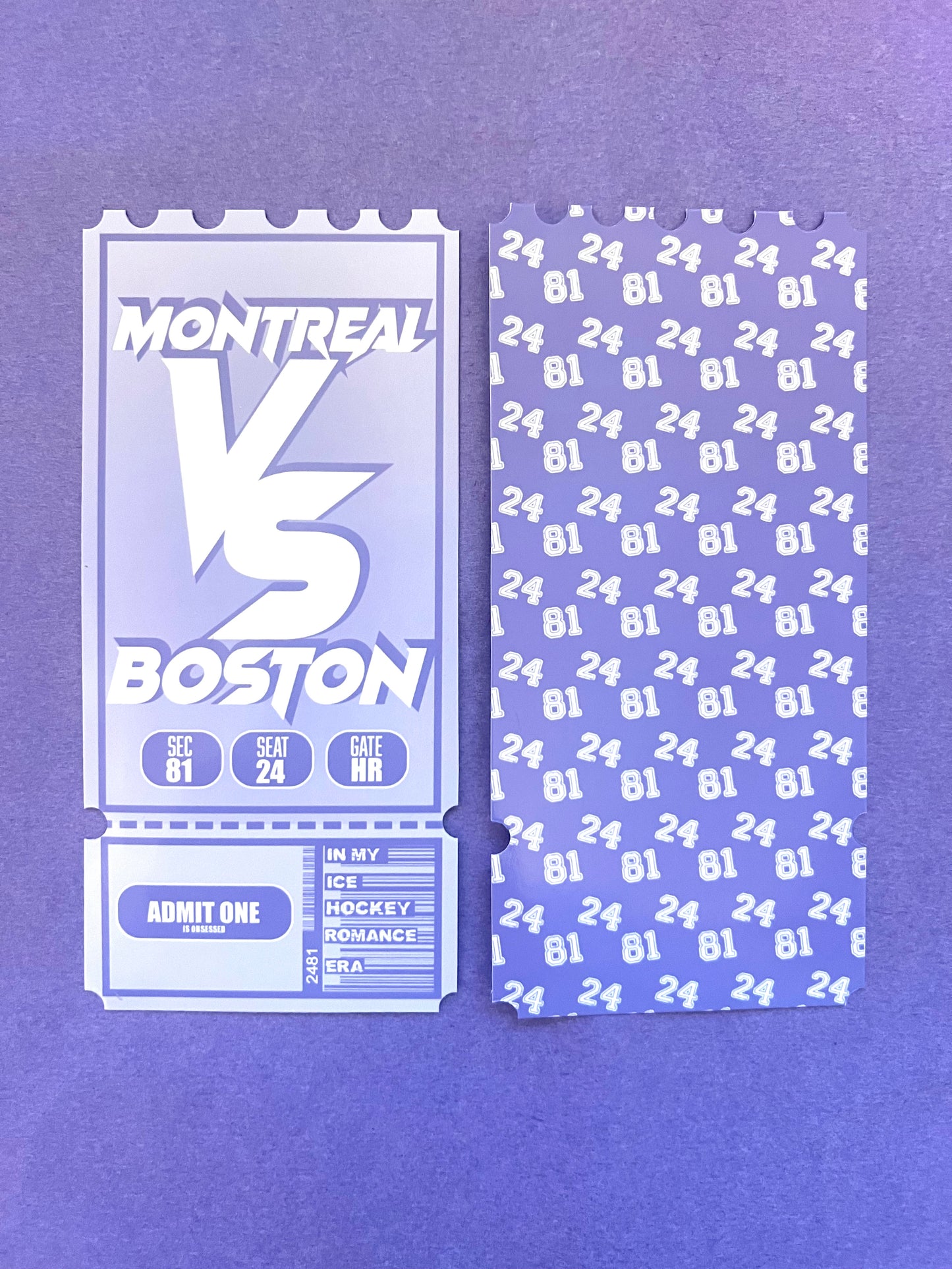 Hockey Romance inspired Ticket Book Marks