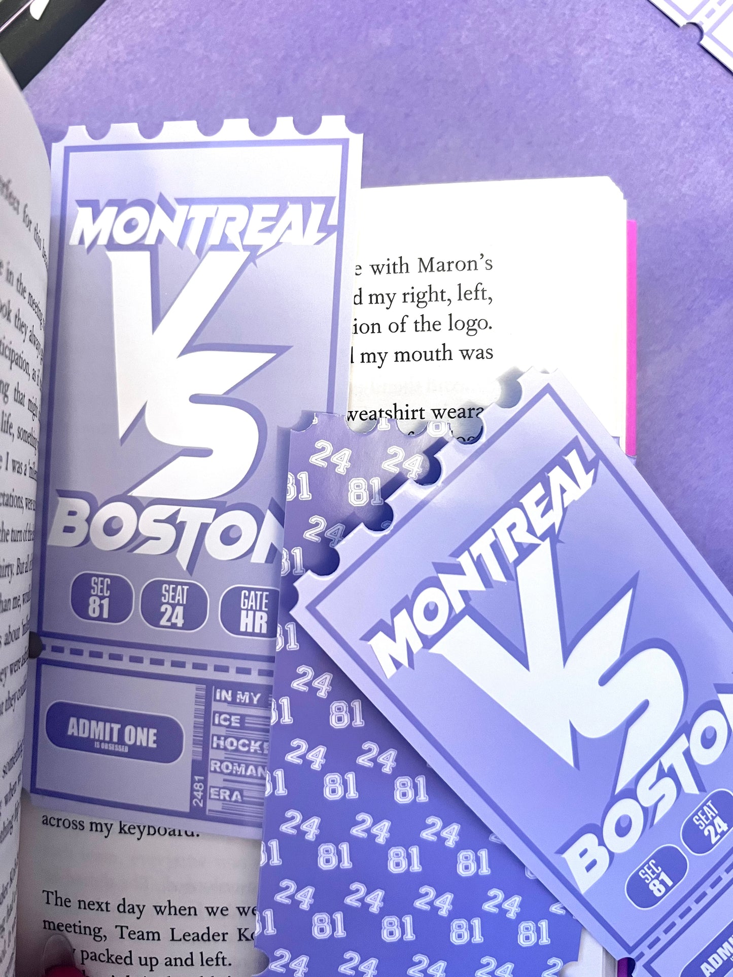 Hockey Romance inspired Ticket Book Marks