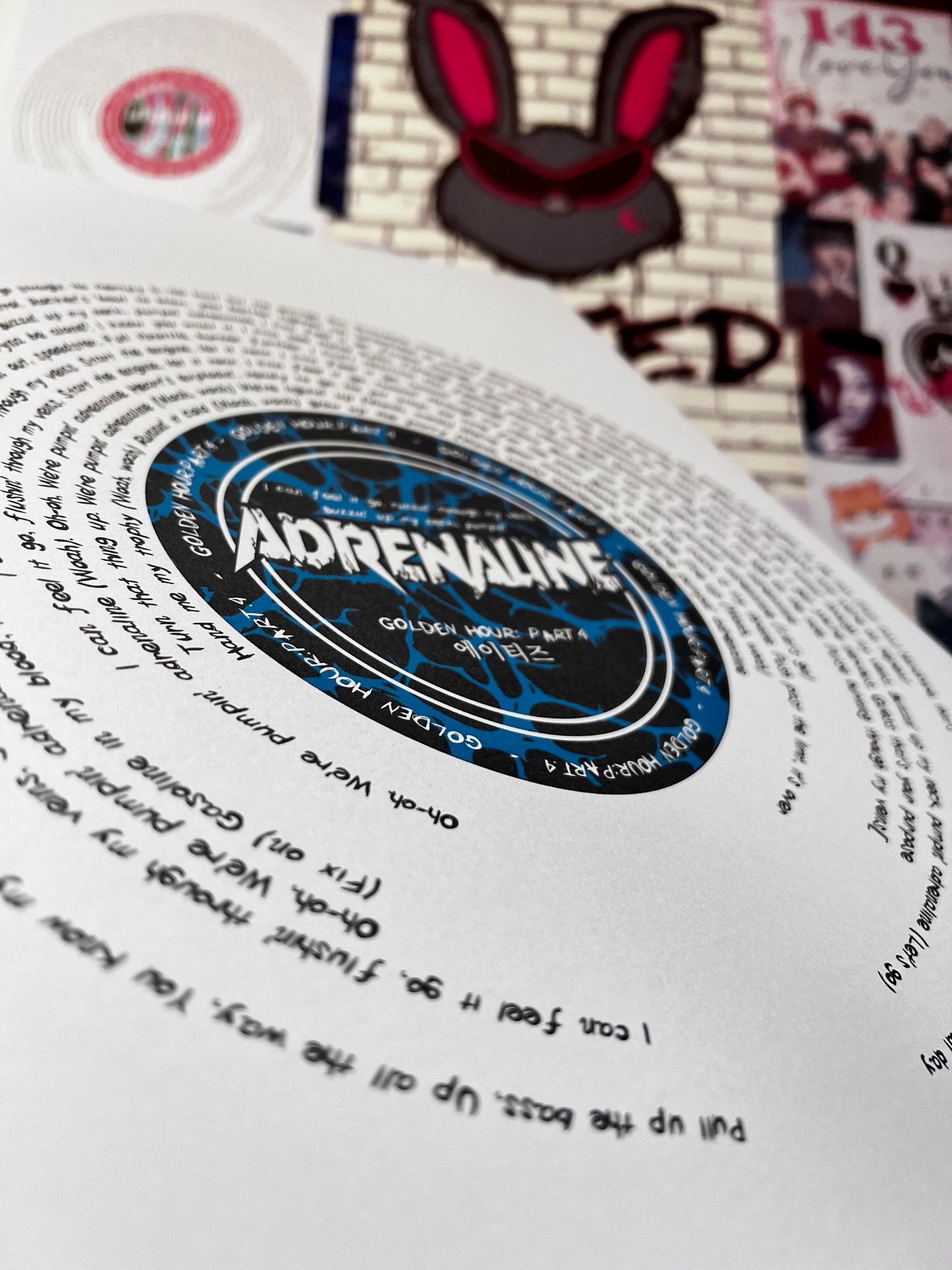 Ateez "Adrenaline" inspired lyric print