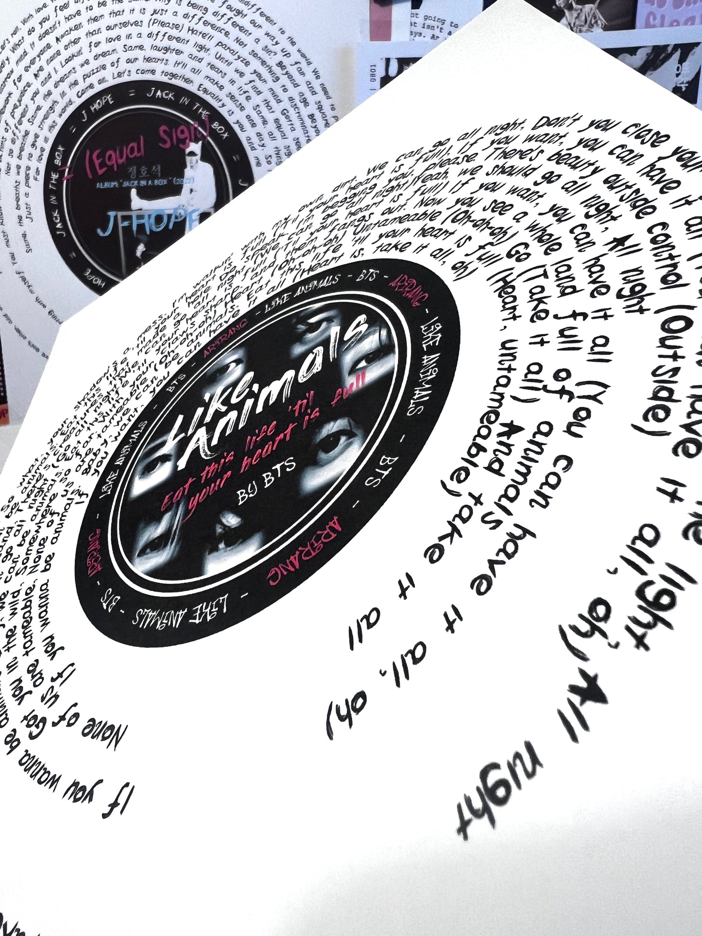 BTS "Like Animals" lyric inspired print