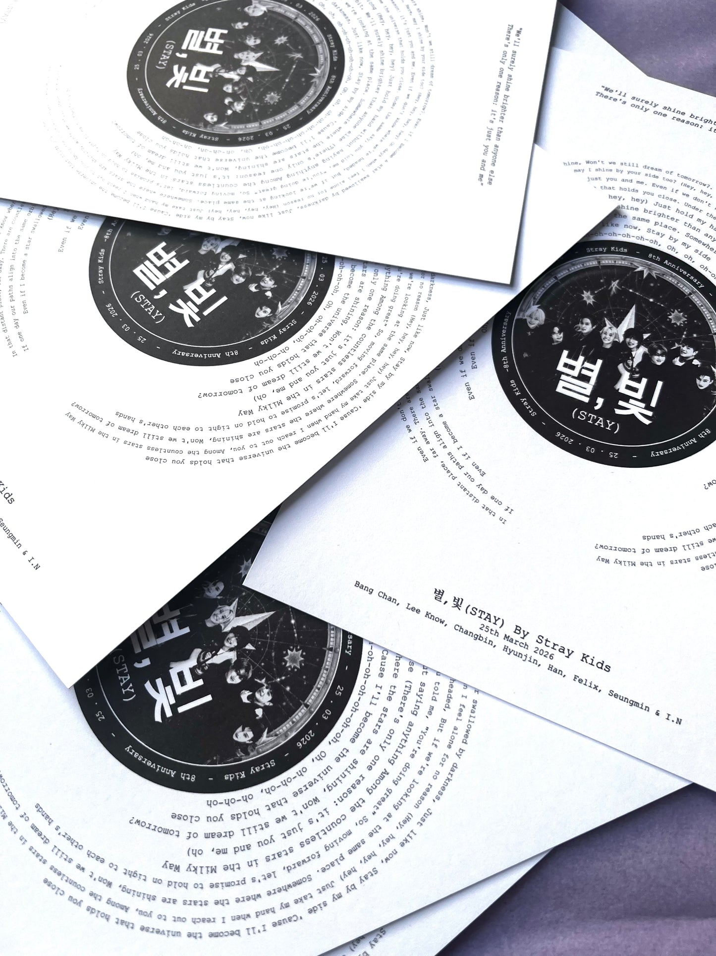 SKZ 8th Anniversary "STAY" Lyric inspired print