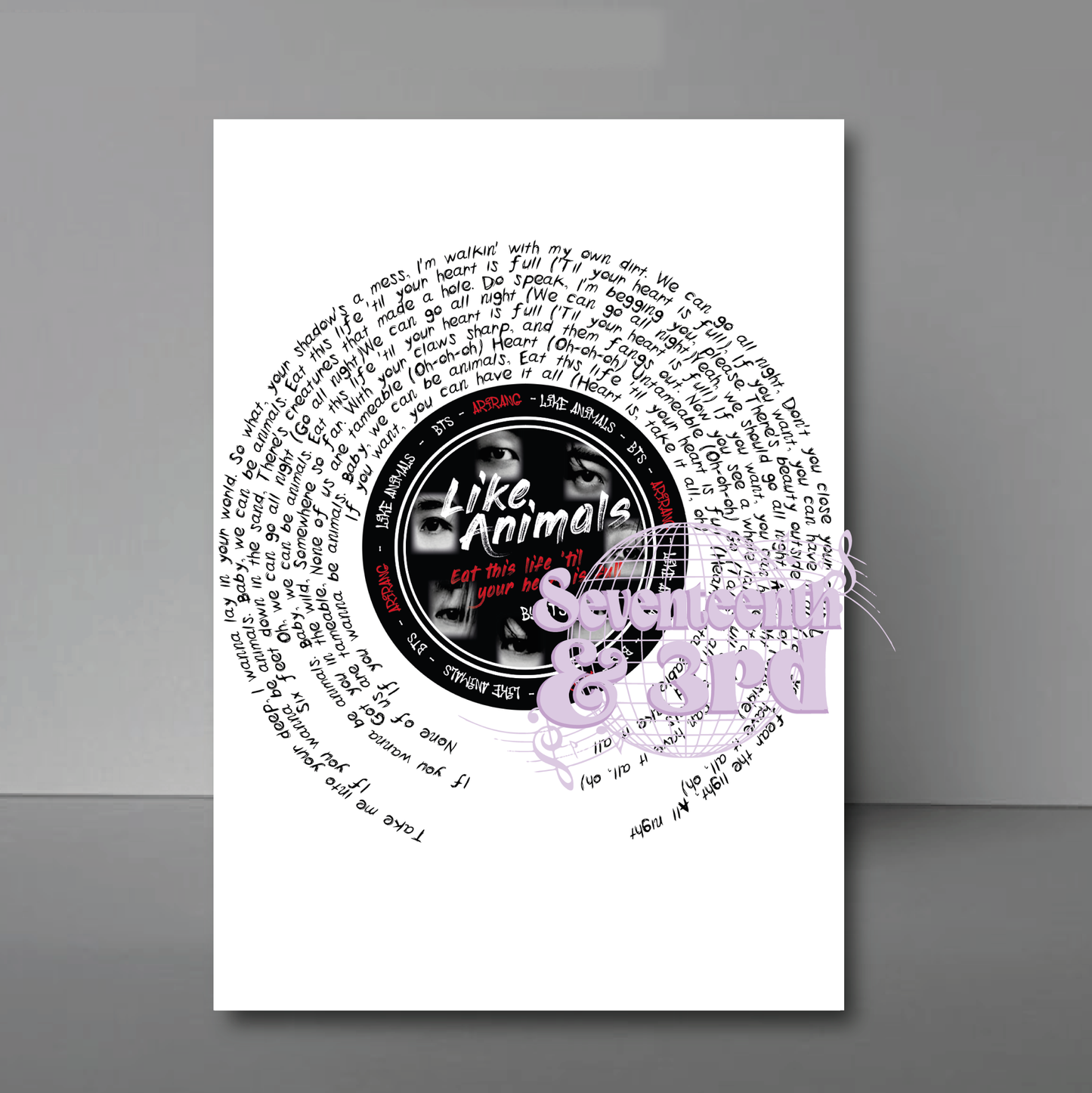 BTS "Like Animals" lyric inspired print