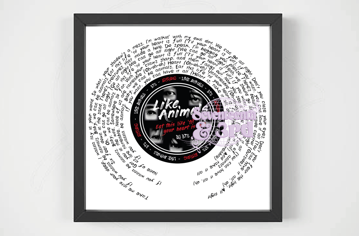 BTS "Like Animals" lyric inspired print