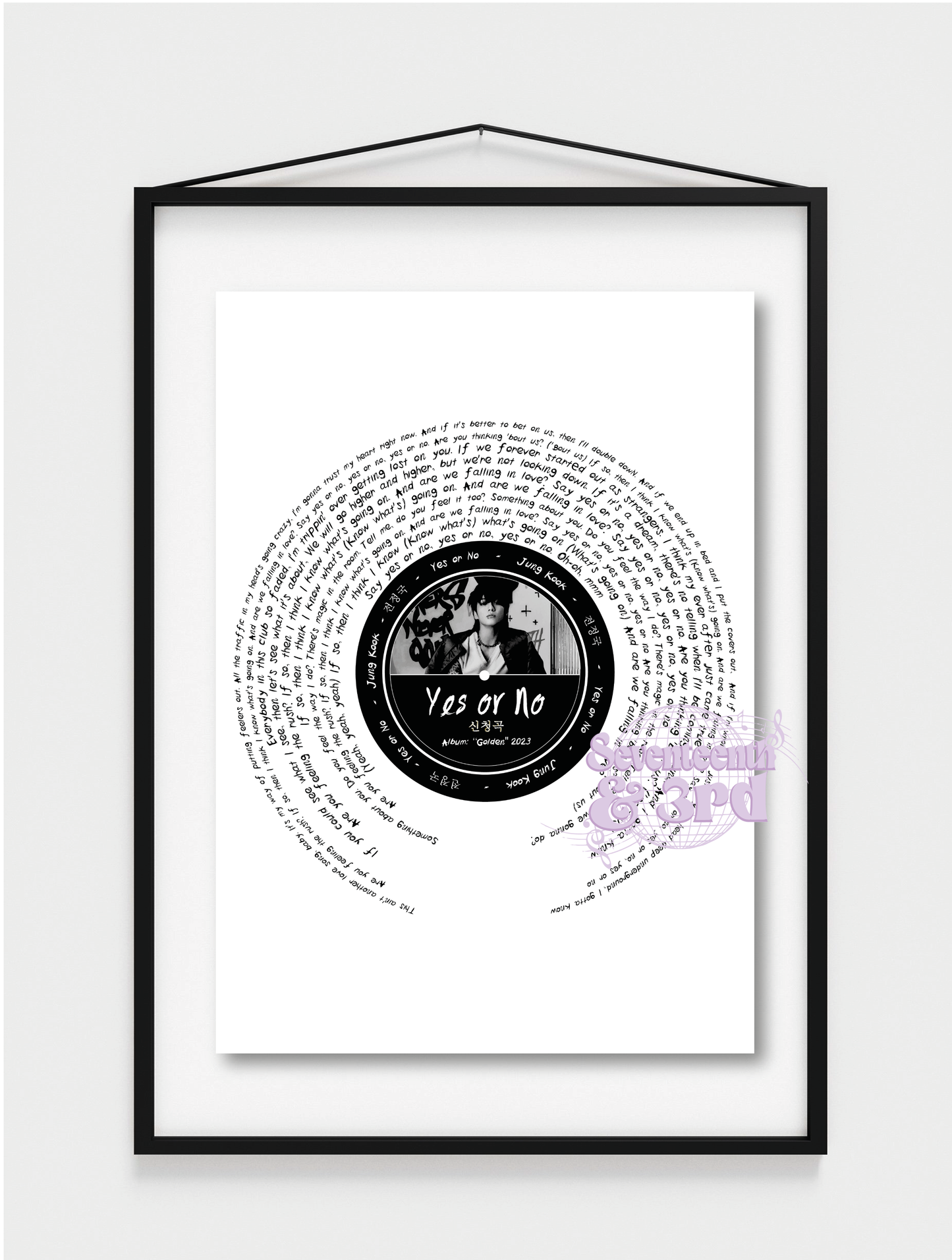 "YES or NO" By Jungkook of BTS inspired lyric art print