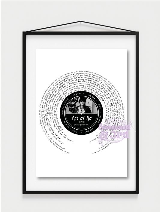 "YES or NO" By Jungkook of BTS inspired lyric art print