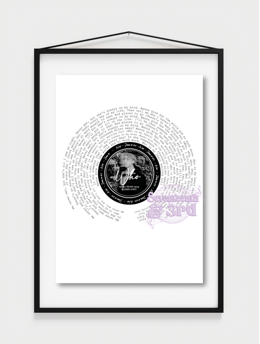 "WHO" By Jimin of BTS inspired lyric art print