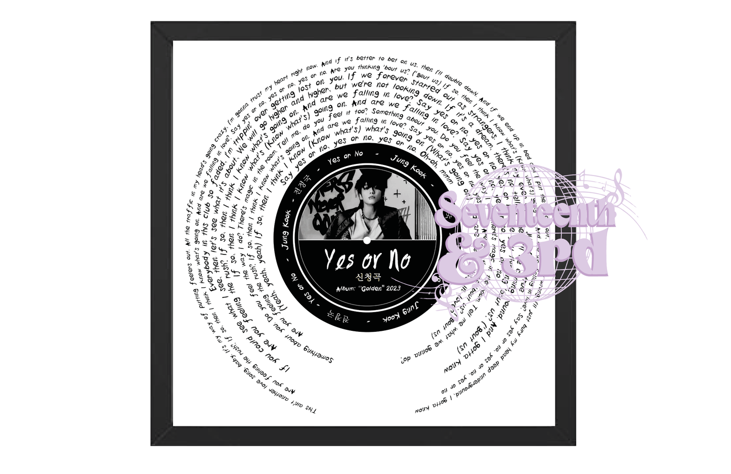 "YES or NO" By Jungkook of BTS inspired lyric art print