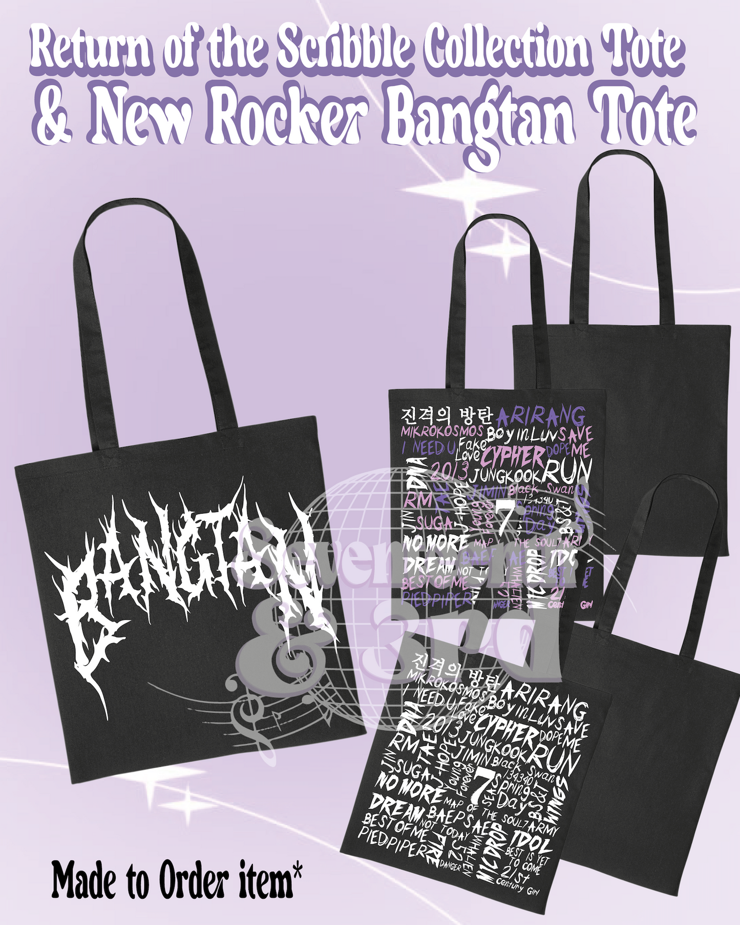 BTS inspired Rocker Tote Bags