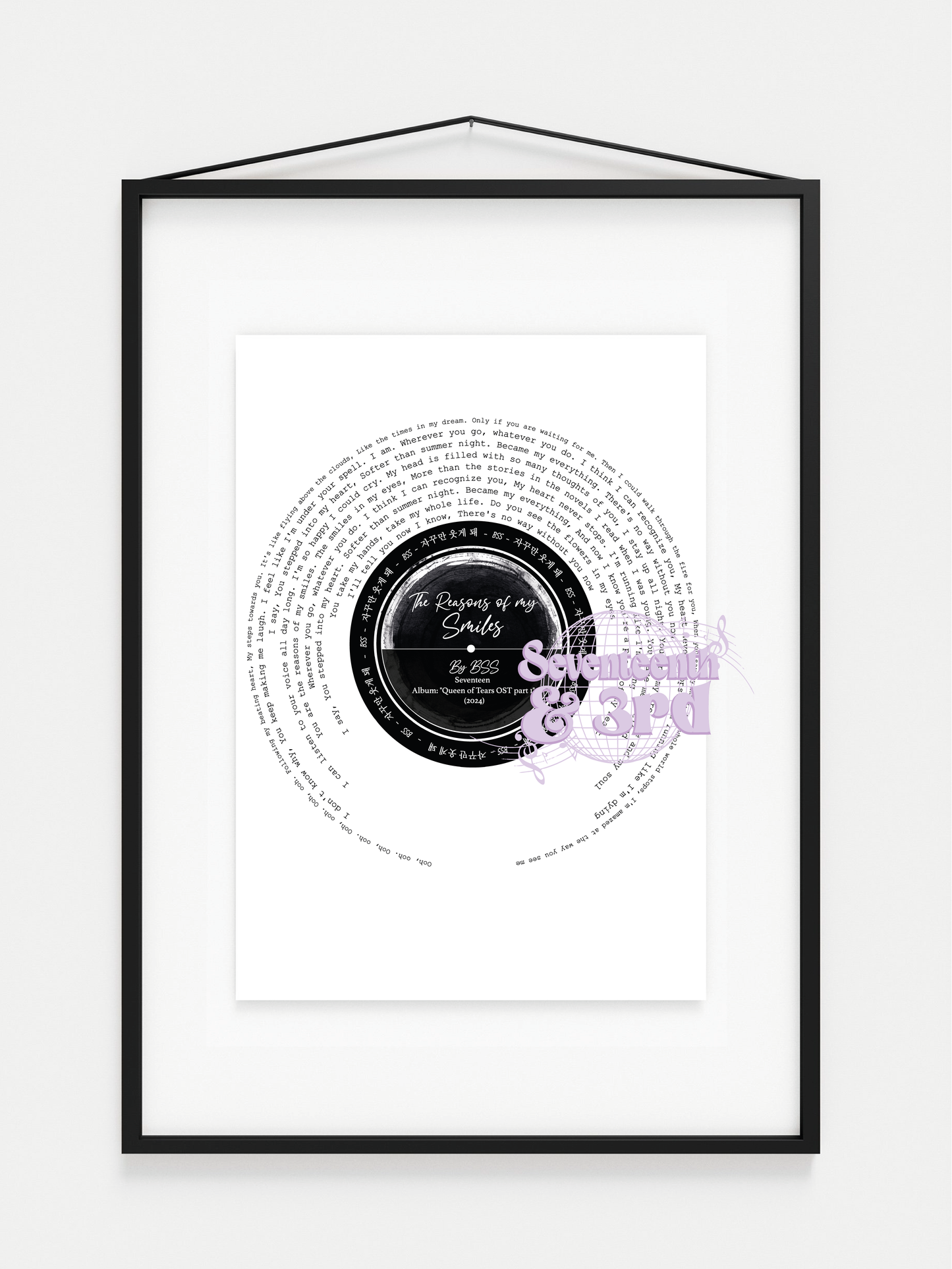 SVT  "The Reasons of my Smiles " Lyric print