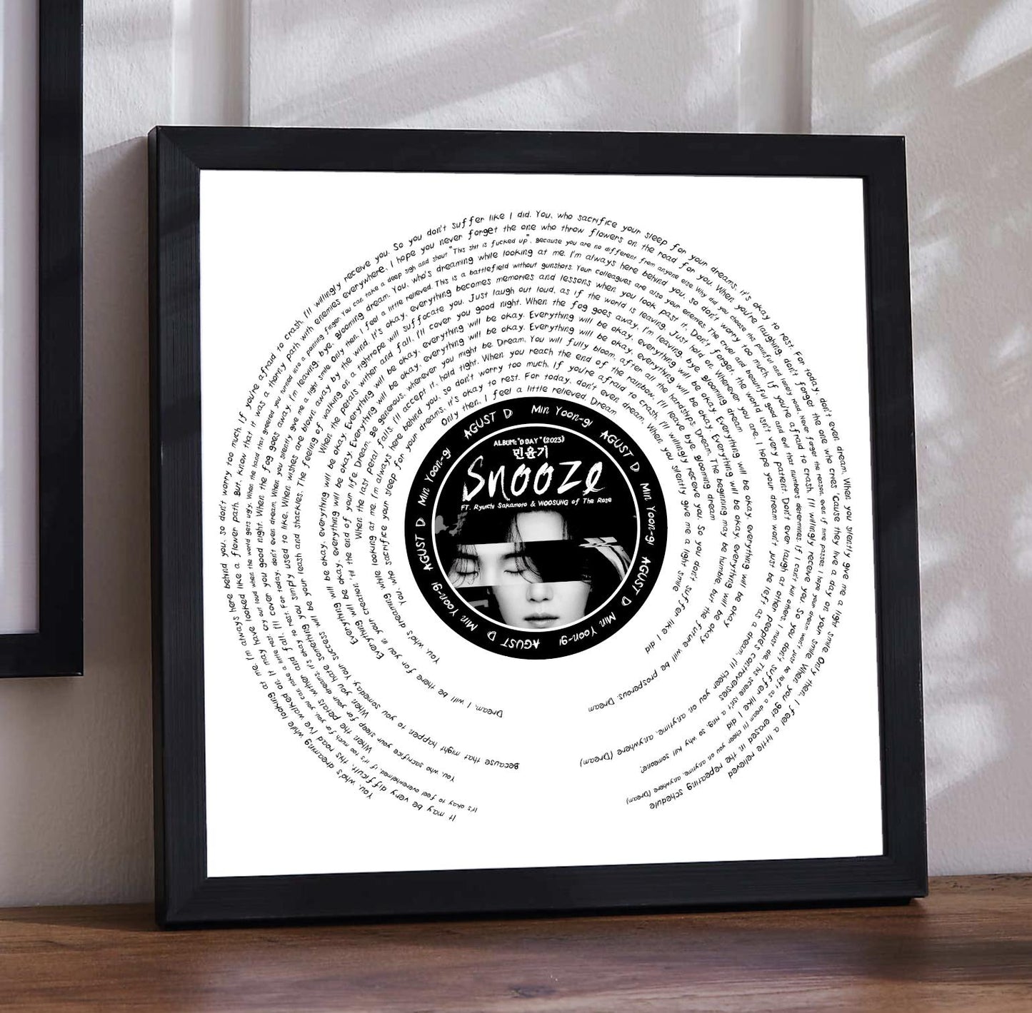 August D 'Snooze' Song lyrics print Ft. Ryuichi Sakamoto and WOOSUNG of The Rose