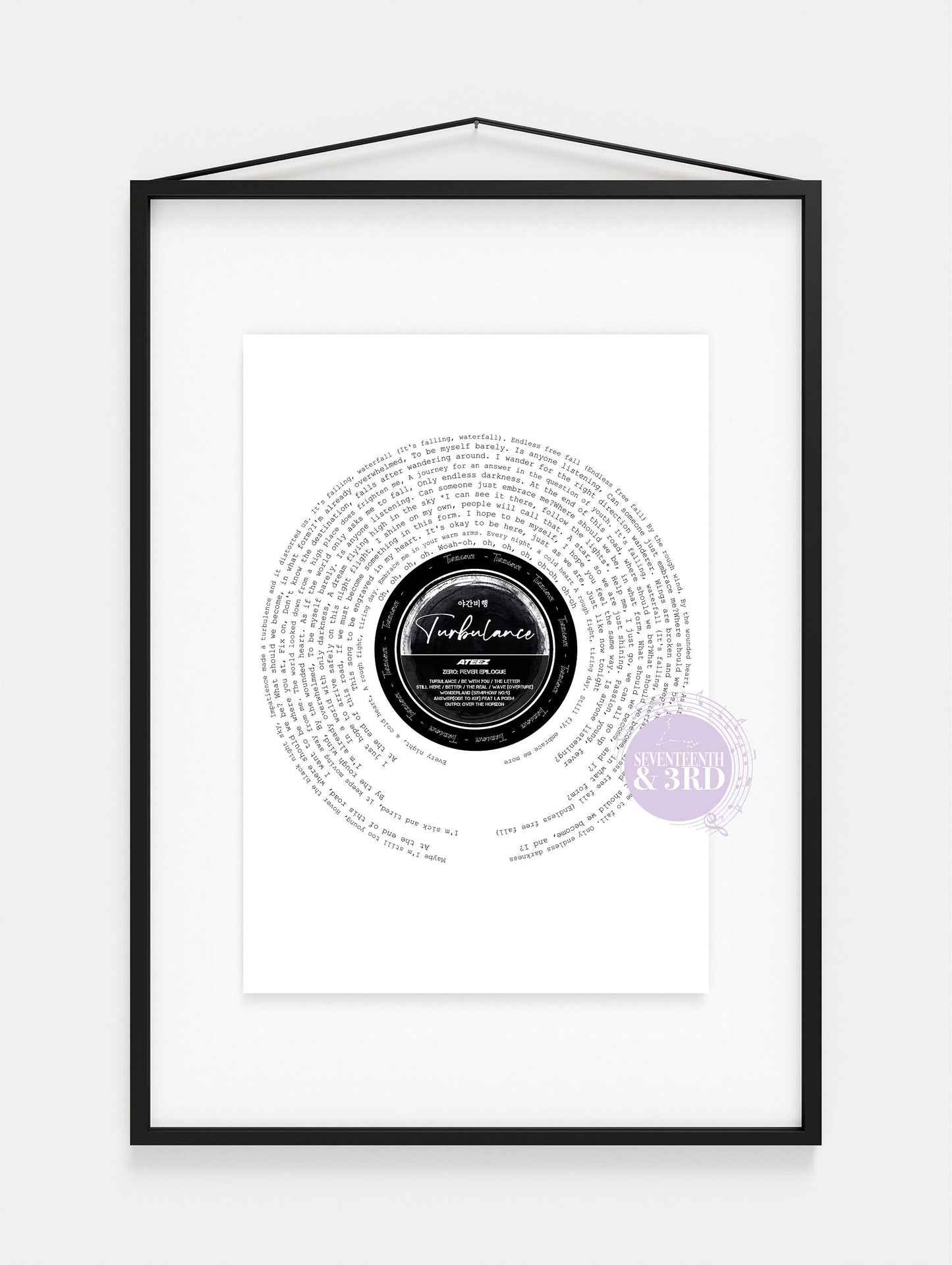 Ateez "TURBULENCE" full Lyric wall Print