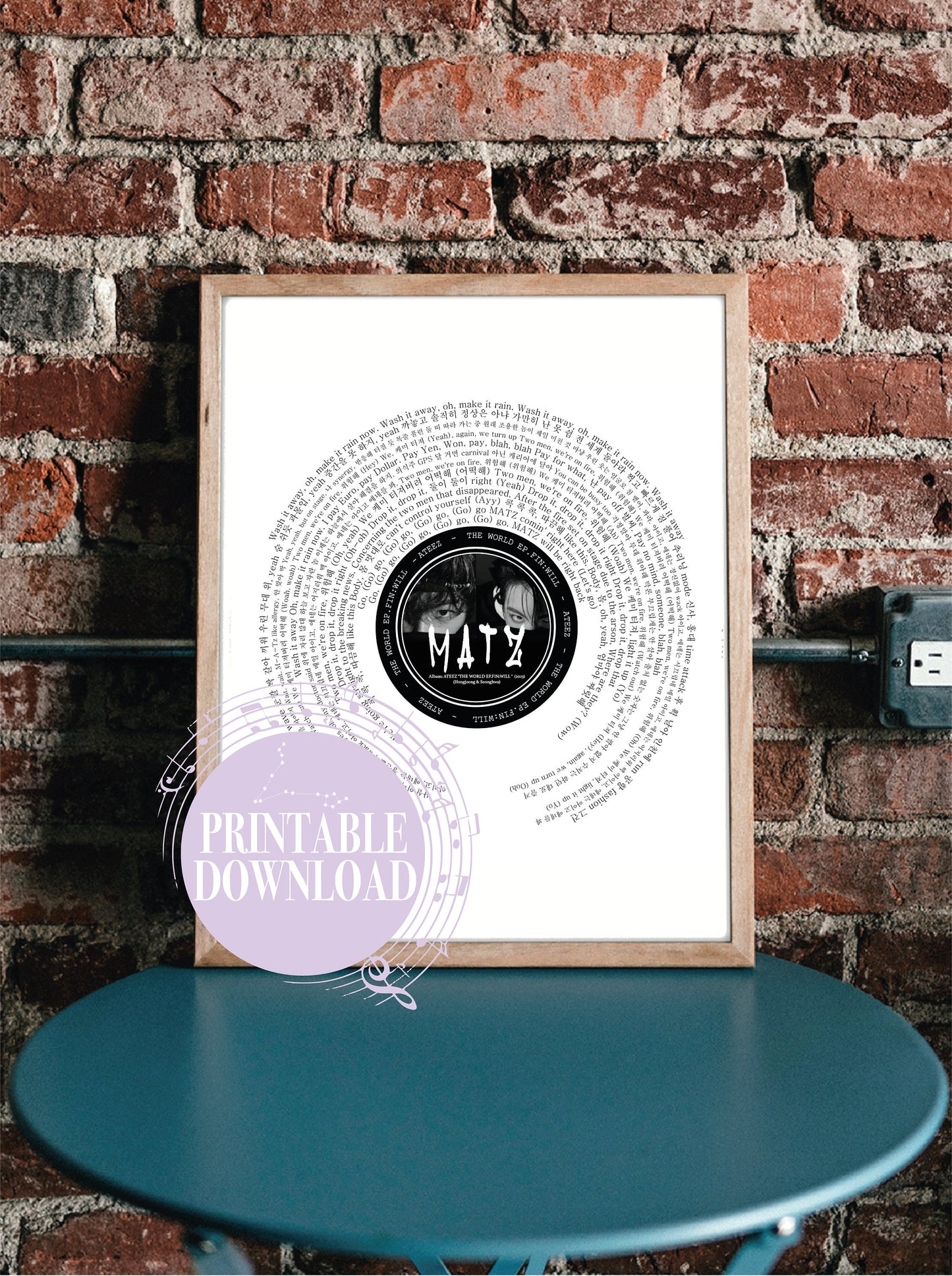 Ateez "MATZ" inspired Lyric Print  || Hongjoong and Seonghwa