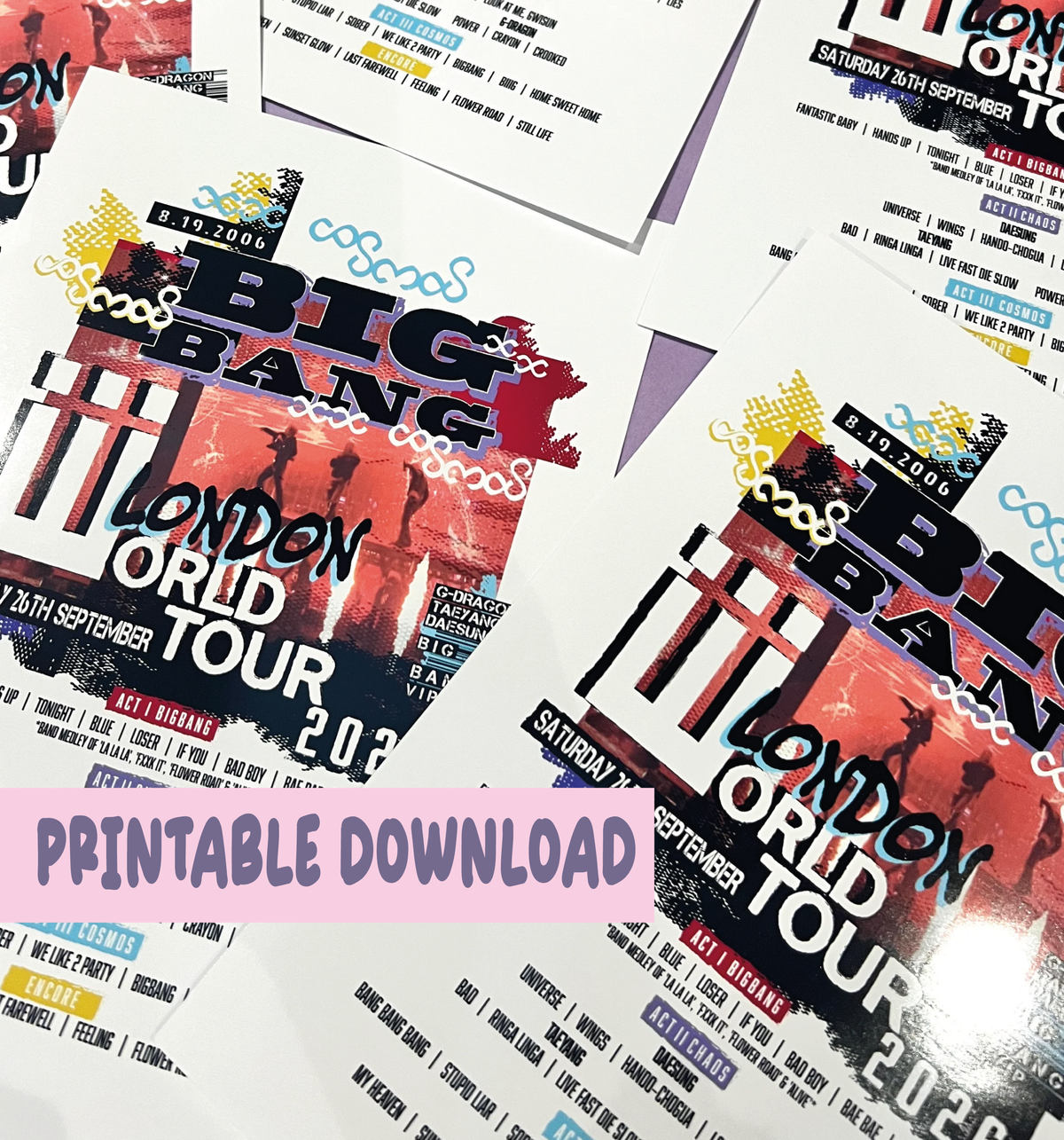 Big Bang inspired Tour Set List *Printable Download*