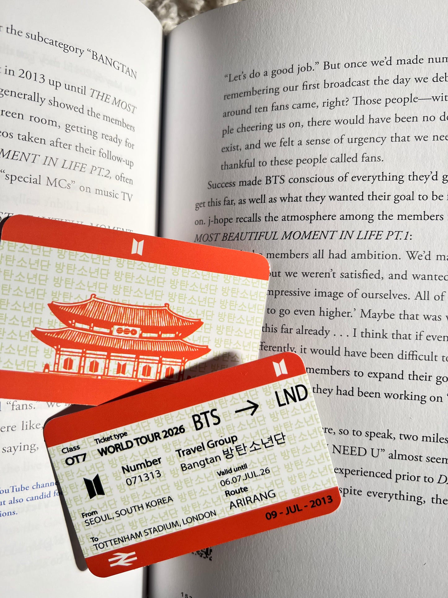 BTS Tour Travel Ticket Souvenir