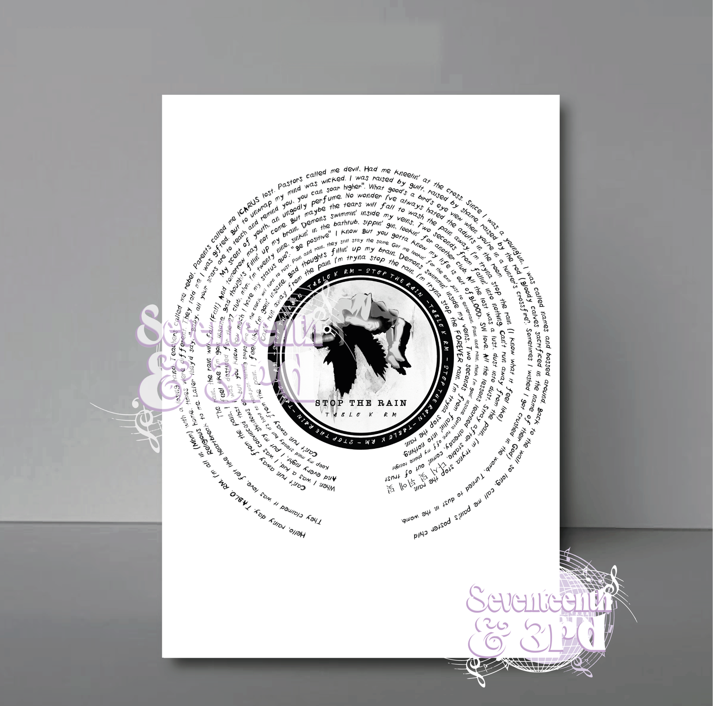 "Stop the Rain"  TabloXRM Song Lyric Print