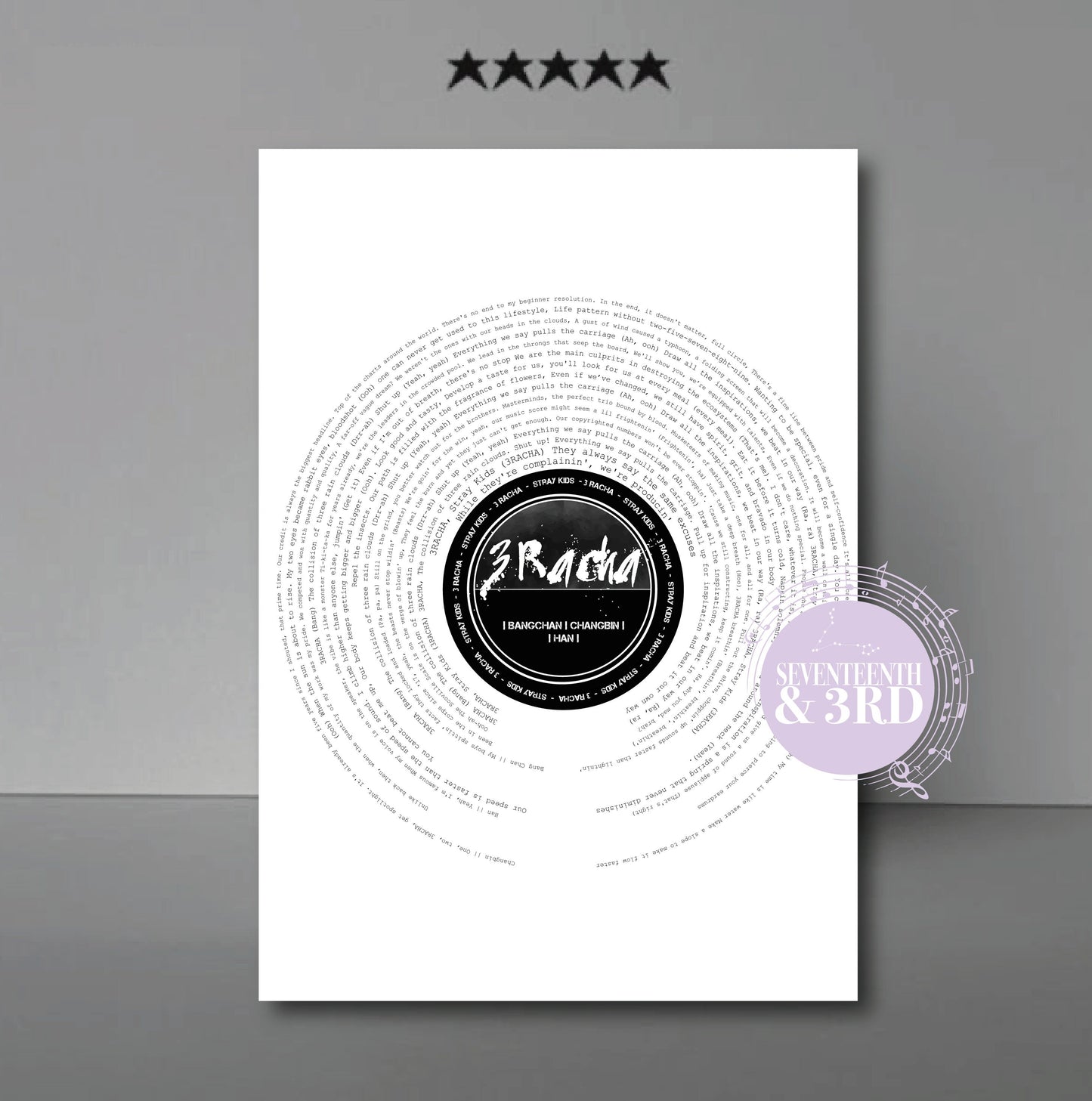 Stray Kids "3 Racha"  Subunit inspired Lyric prints