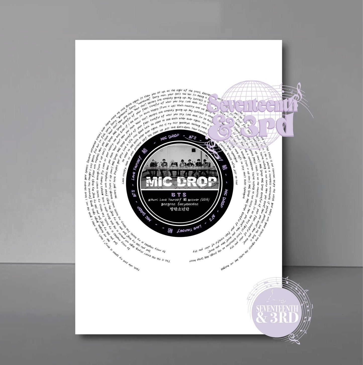 BTS lyric Print "Mic Drop" || inspired by Love yourself: her Album
