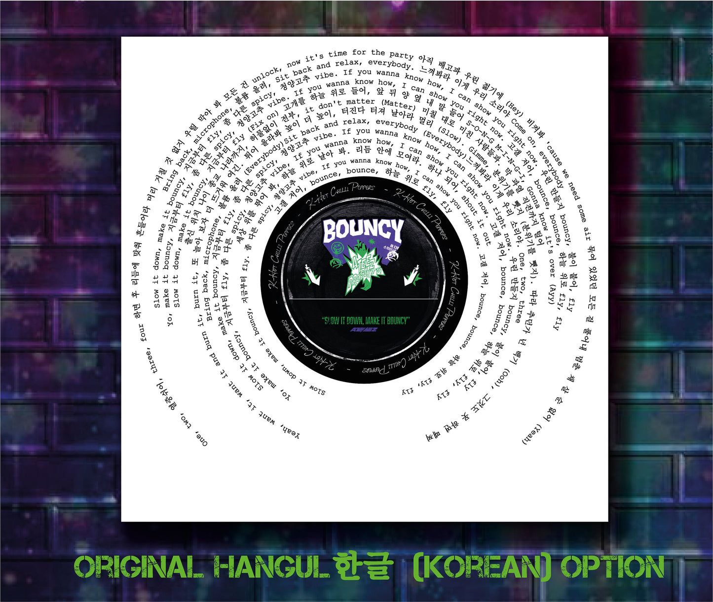 Ateez Print BOUNCY K-Hot Chilli Peppers Song Lyric Print