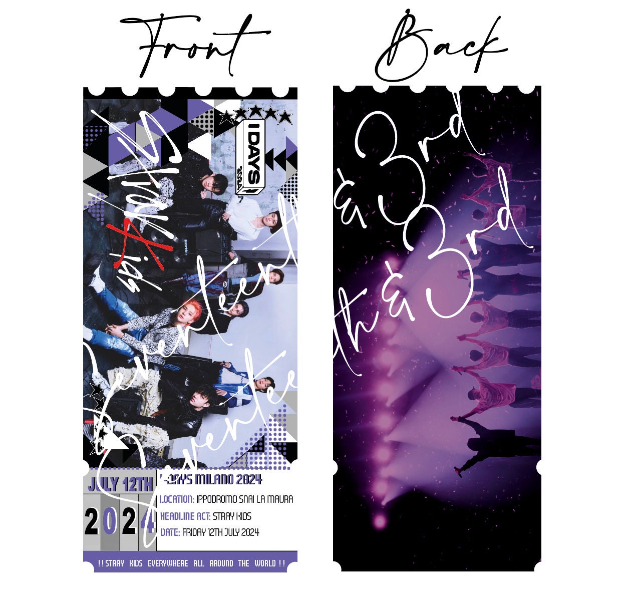 Stray Kids Ticket souvenir Lollapalooza &  I-D*YS Milan festival Options Inspiration