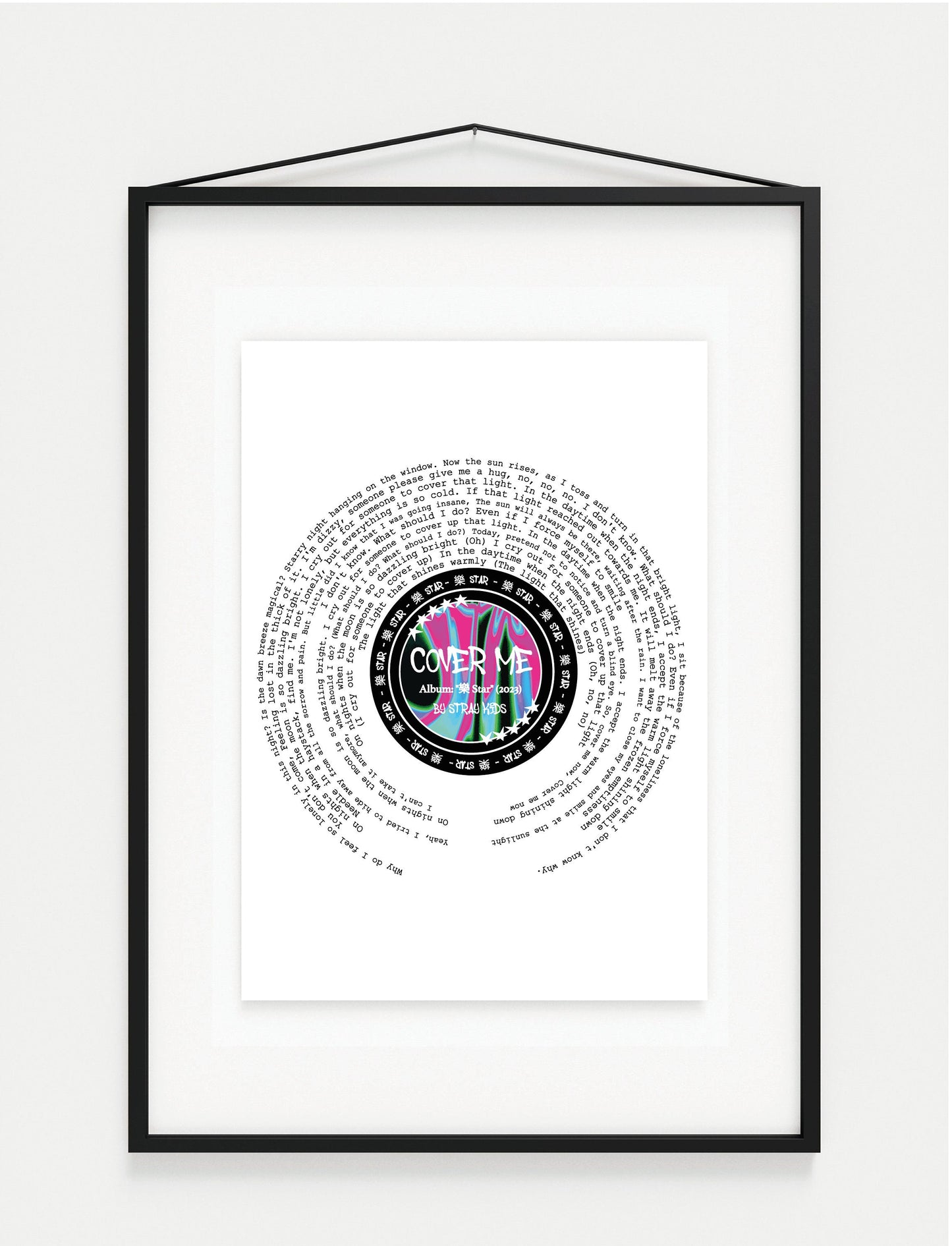 Stray Kids 樂-STAR "Cover me " inspired Lyric Wall Print