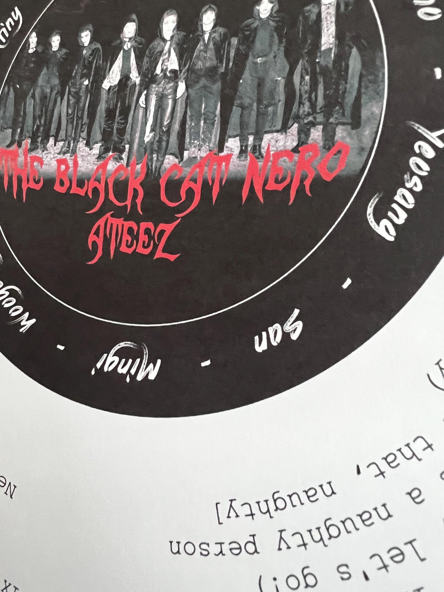 Ateez "Black Cat Nero" Song Ateez Lyric Print and Poster | Kpop Halloween