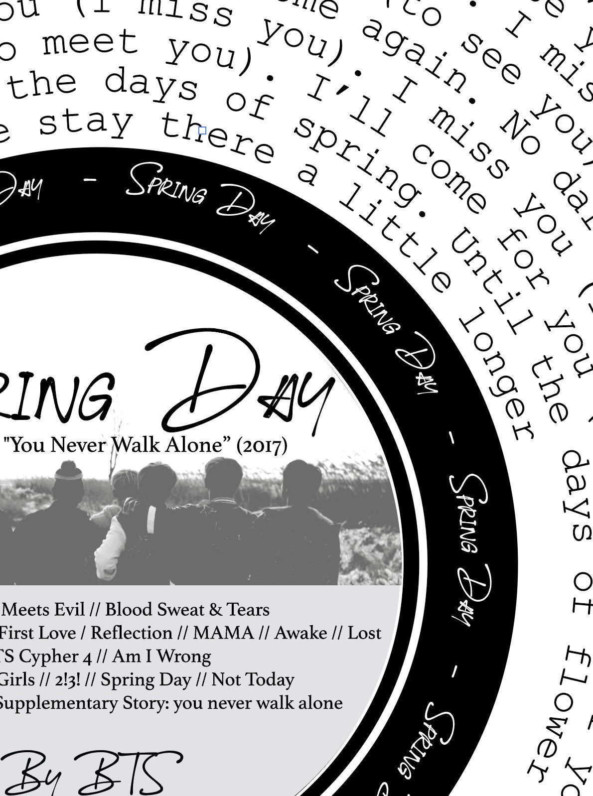 BTS "SPRING DAY" full lyric Print