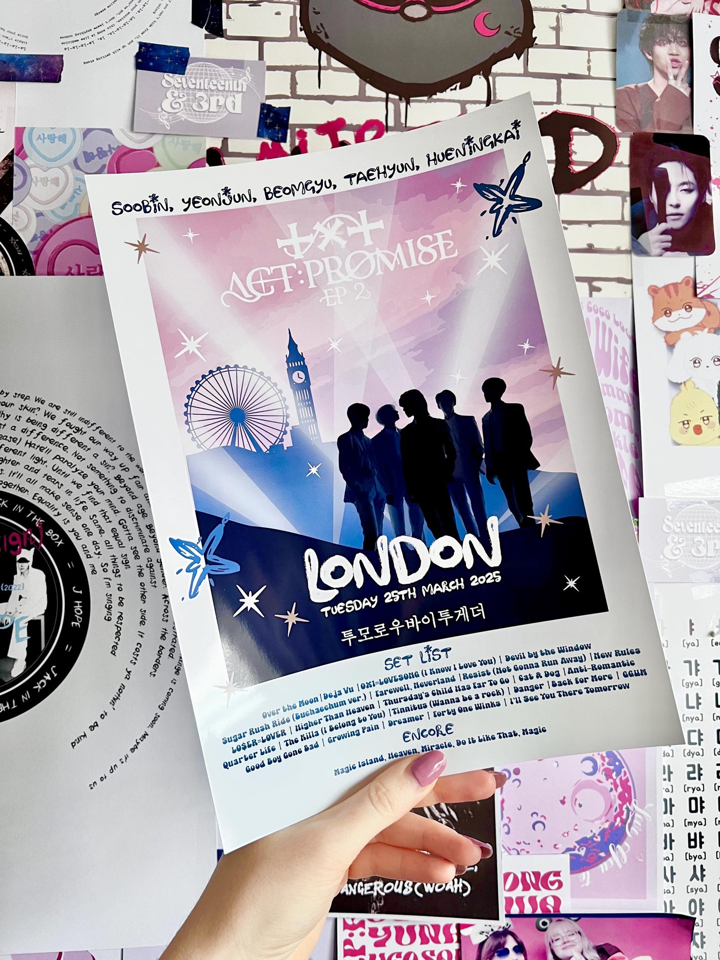 Tomorrow X Together tour Set List Inspired Wall print | TXT Act:Promise Ep2 In Europe 2025 TXT Music Poster Print