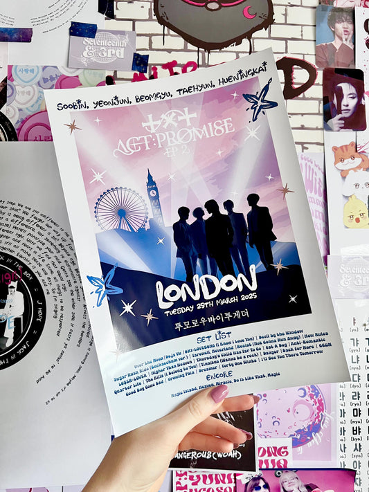 Tomorrow X Together tour Set List Inspired Wall print | TXT Act:Promise Ep2 In Europe 2025 TXT Music Poster Print