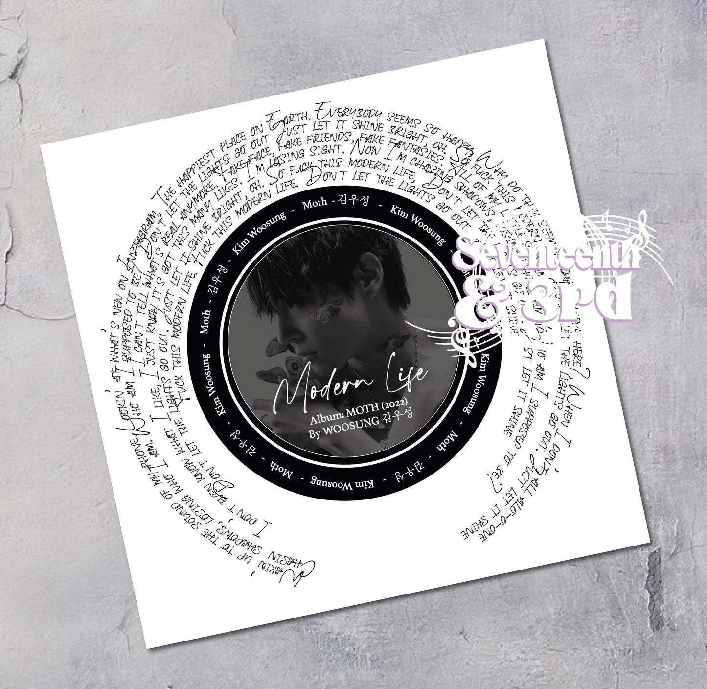 Woosung "Modern Life" Music Lyric print