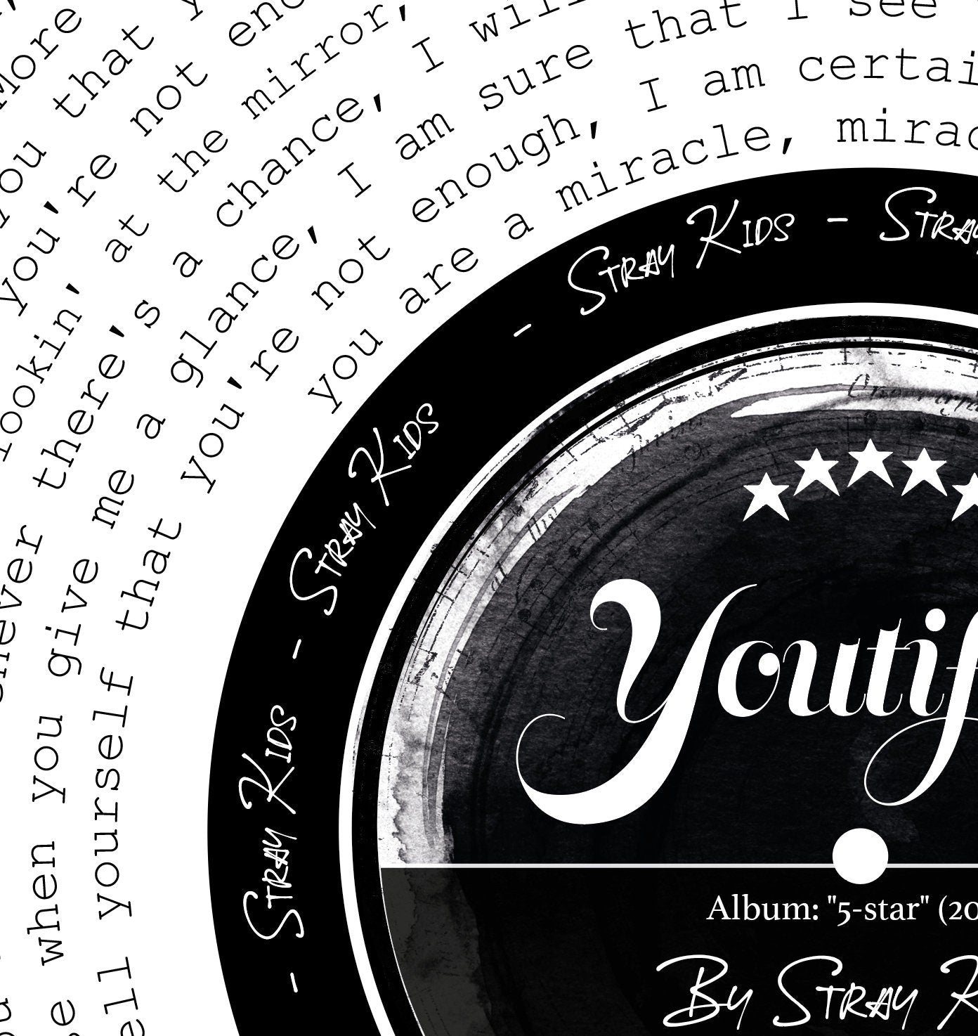 Stray Kids "Youtiful" full Lyric Vinyl Print