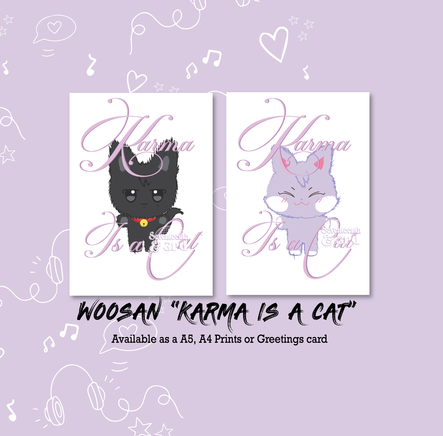 Woosan "Karma Is a Cat" Greetings Card